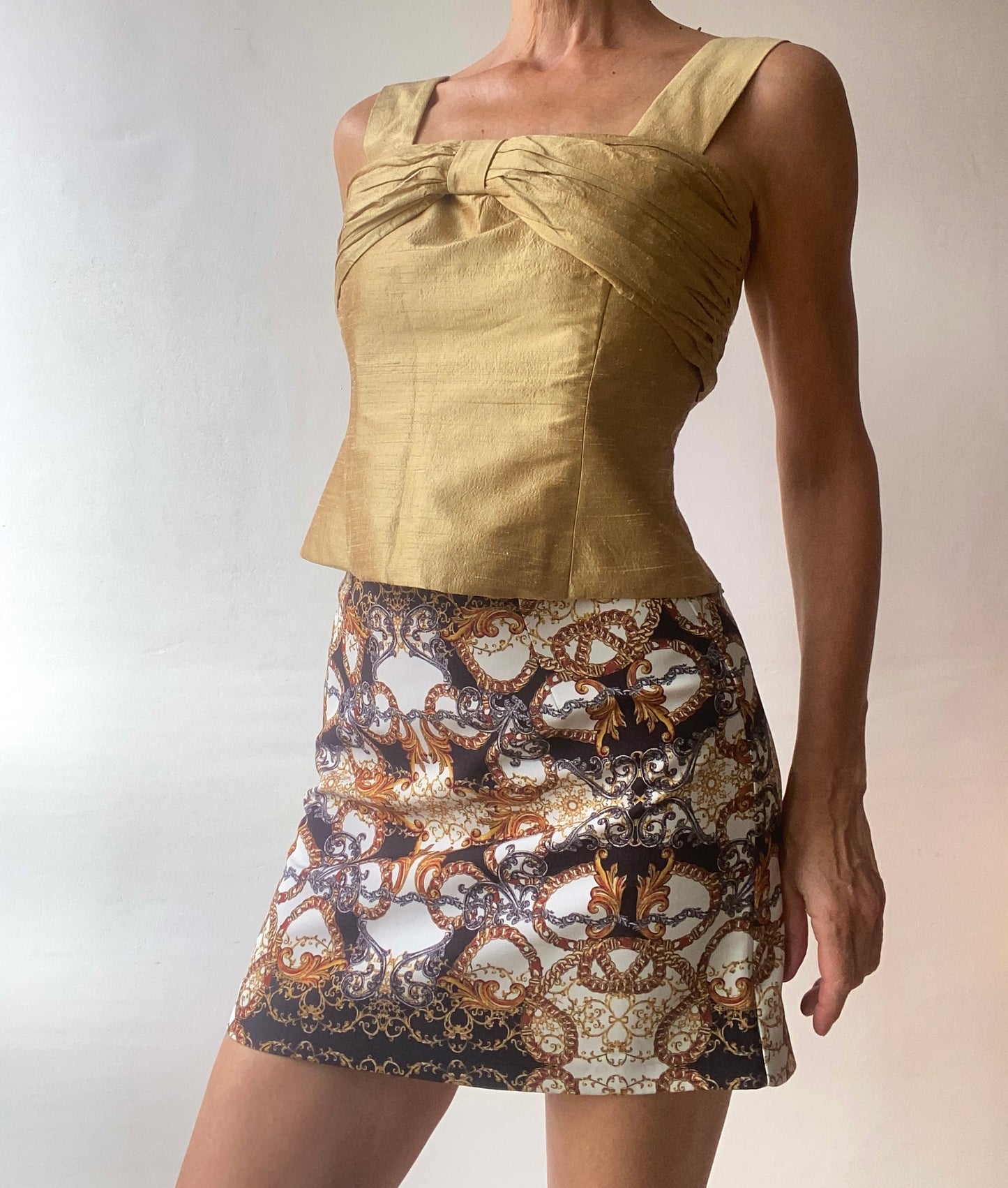 Soie sauvage dorée Top drapé
