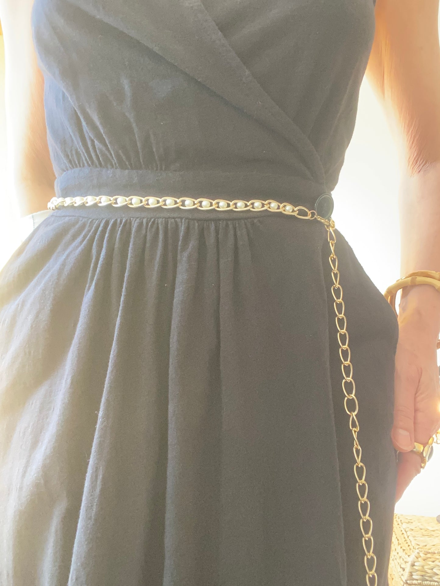Superbe Ceinture chaîne avec imitation perles