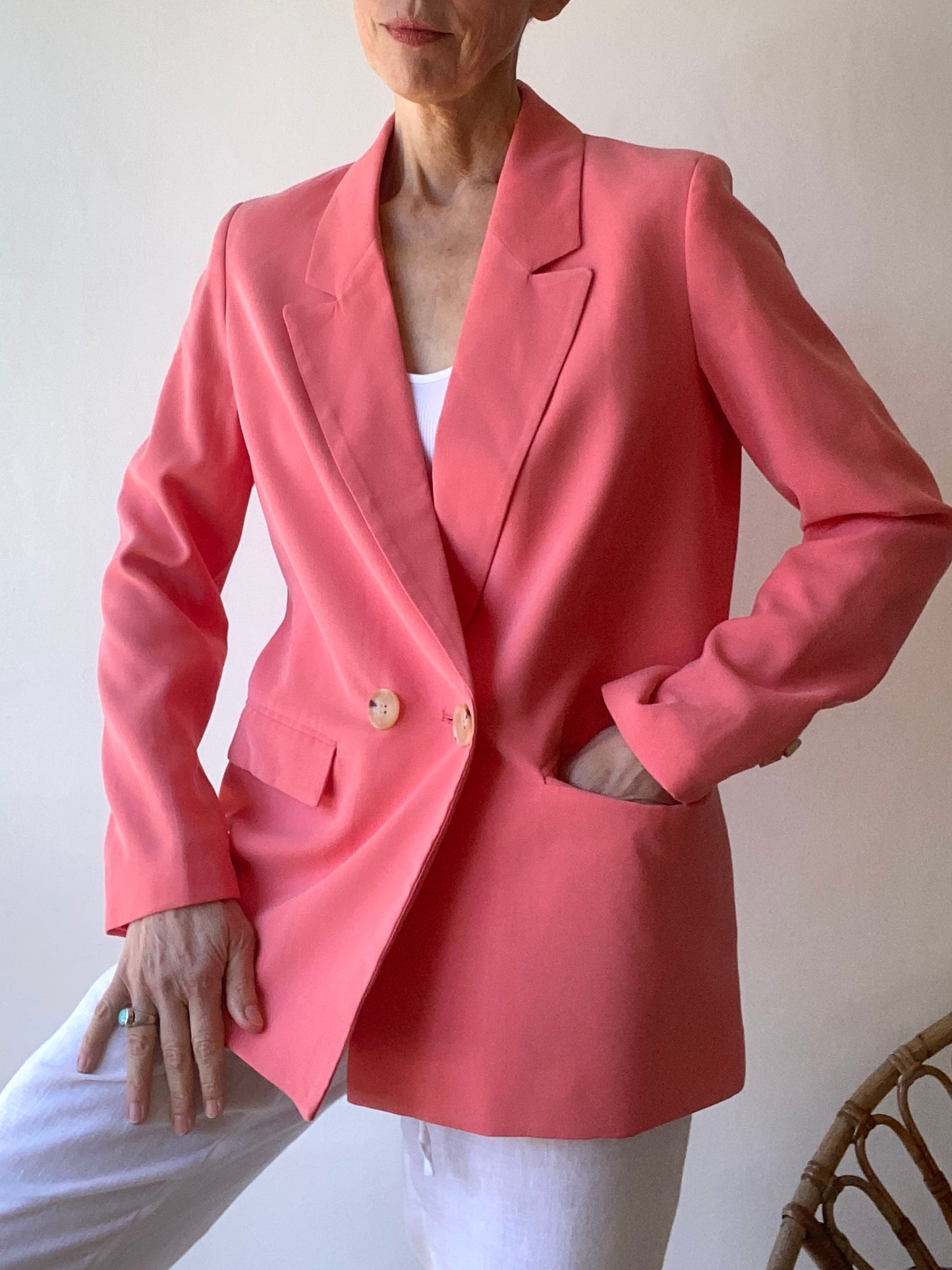 90s chouette blazer rose en viscose souple