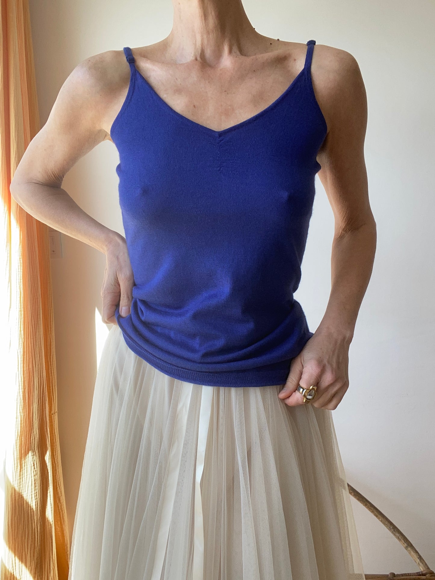 Deep blue Cashmere and Silk Top