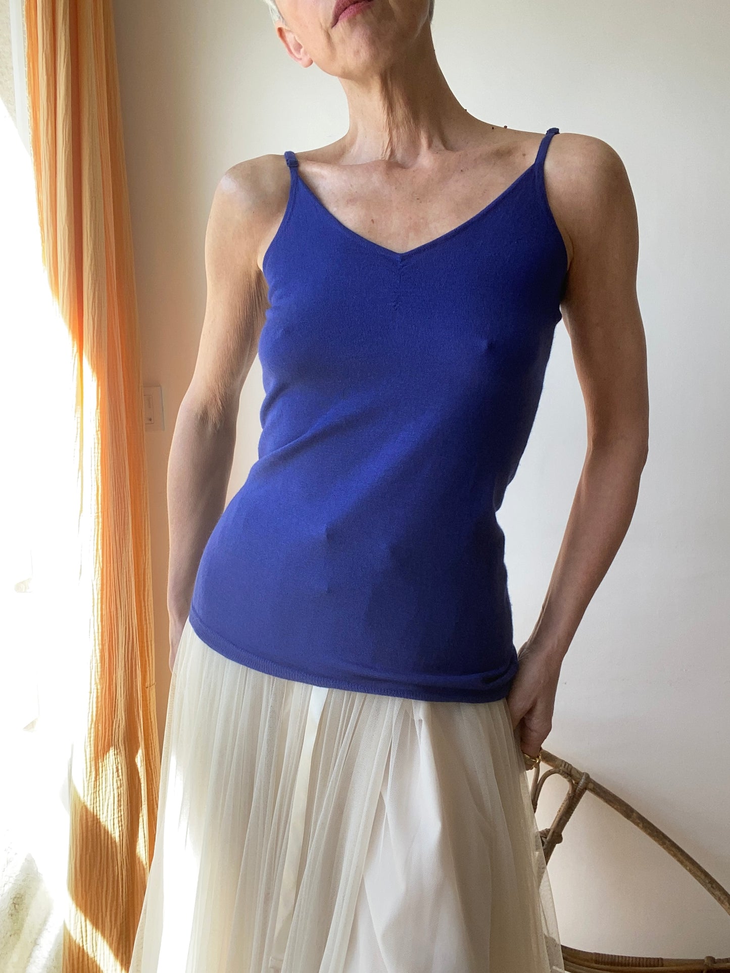 Deep blue Cashmere and Silk Top