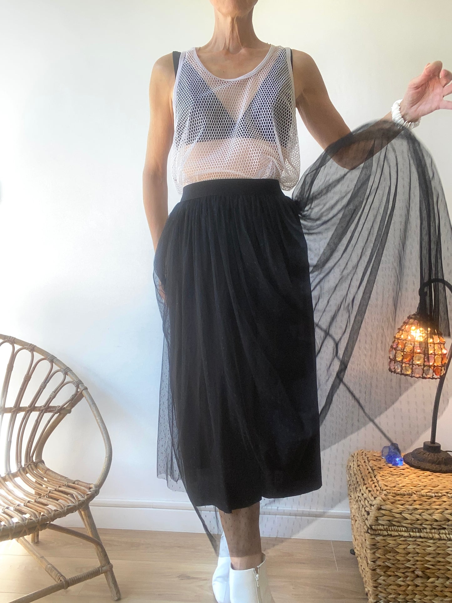 Maxi jupe en tulle plumetis