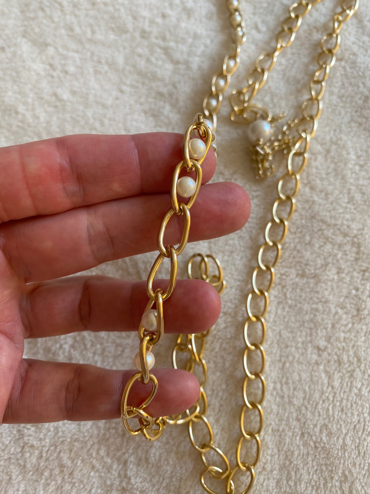 Superbe Ceinture chaîne avec imitation perles