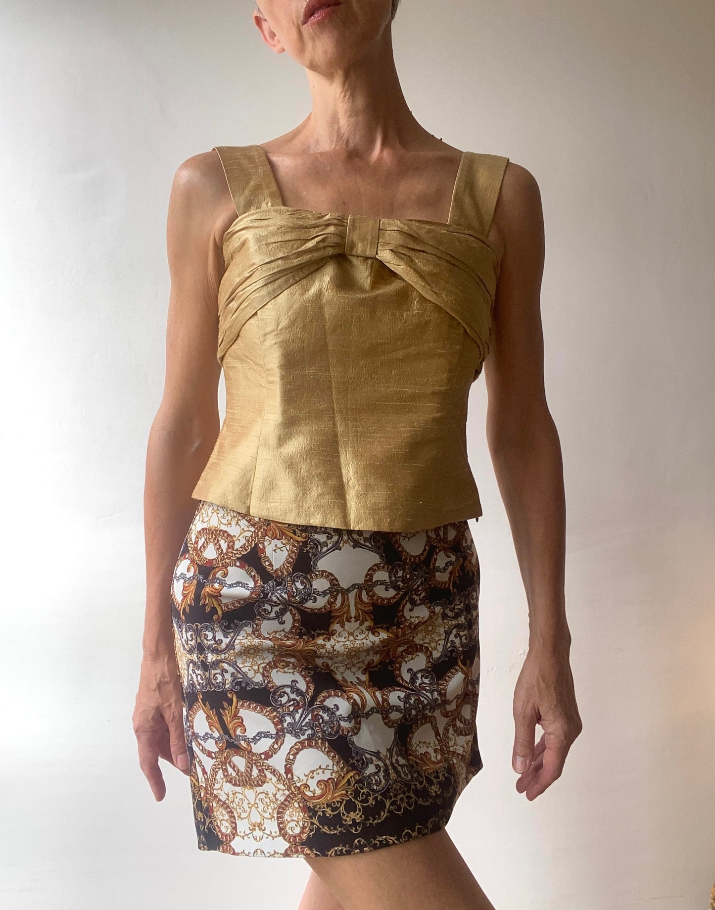 Soie sauvage dorée Top drapé