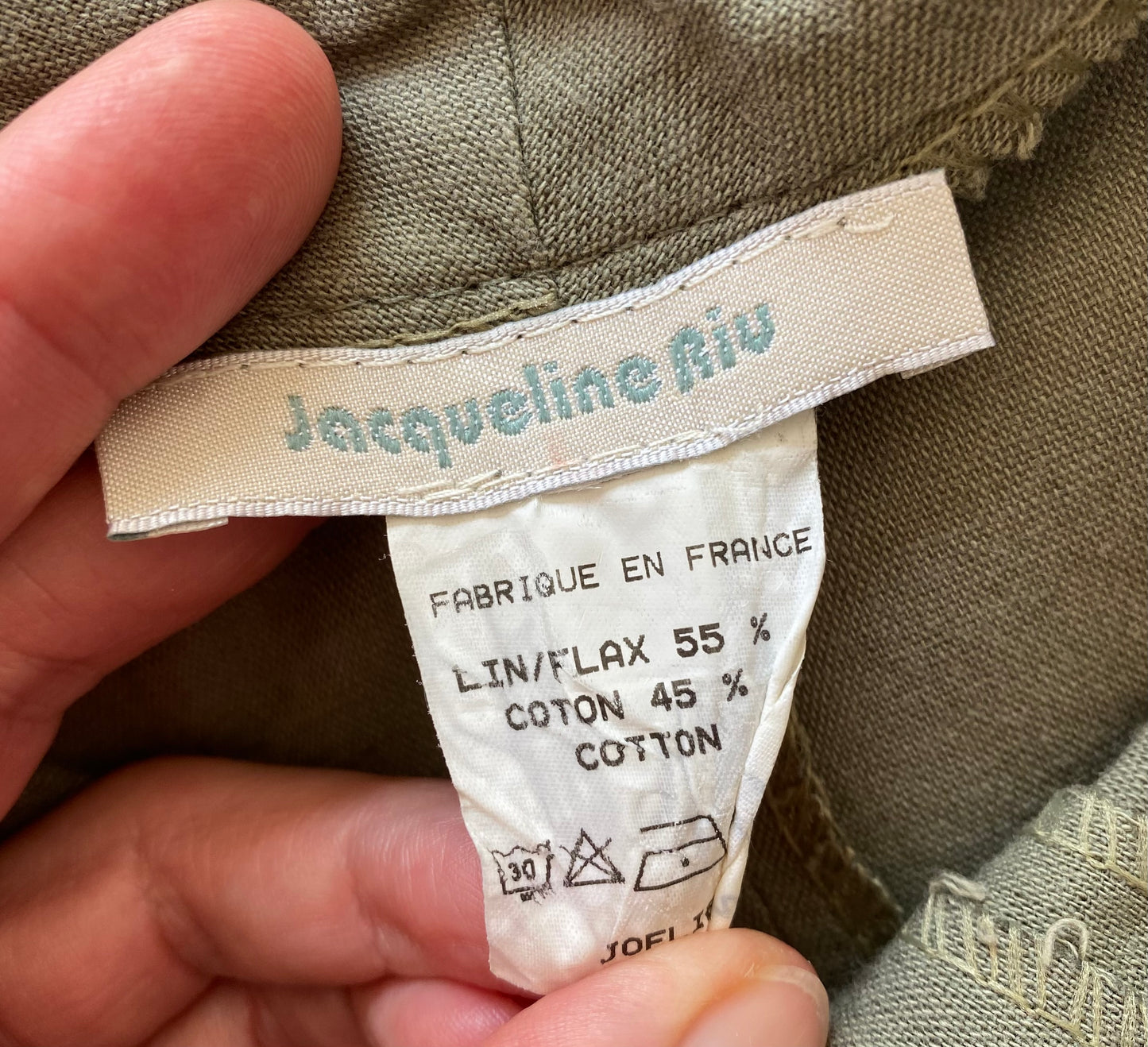 90s Made in France superbe Jupe en lin et coton midi mi-longue fendue Safari style