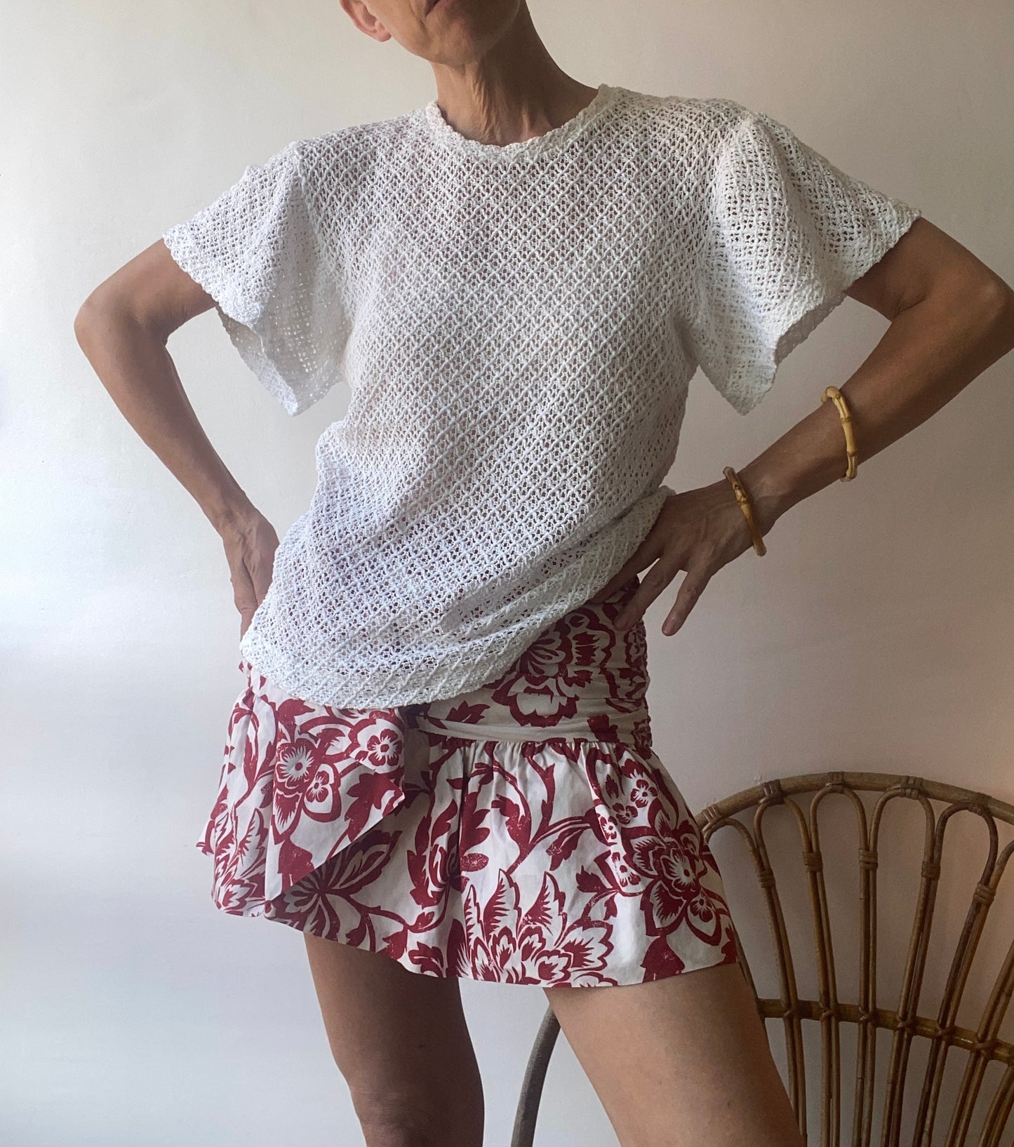 ravissant top blanc en maille crochet