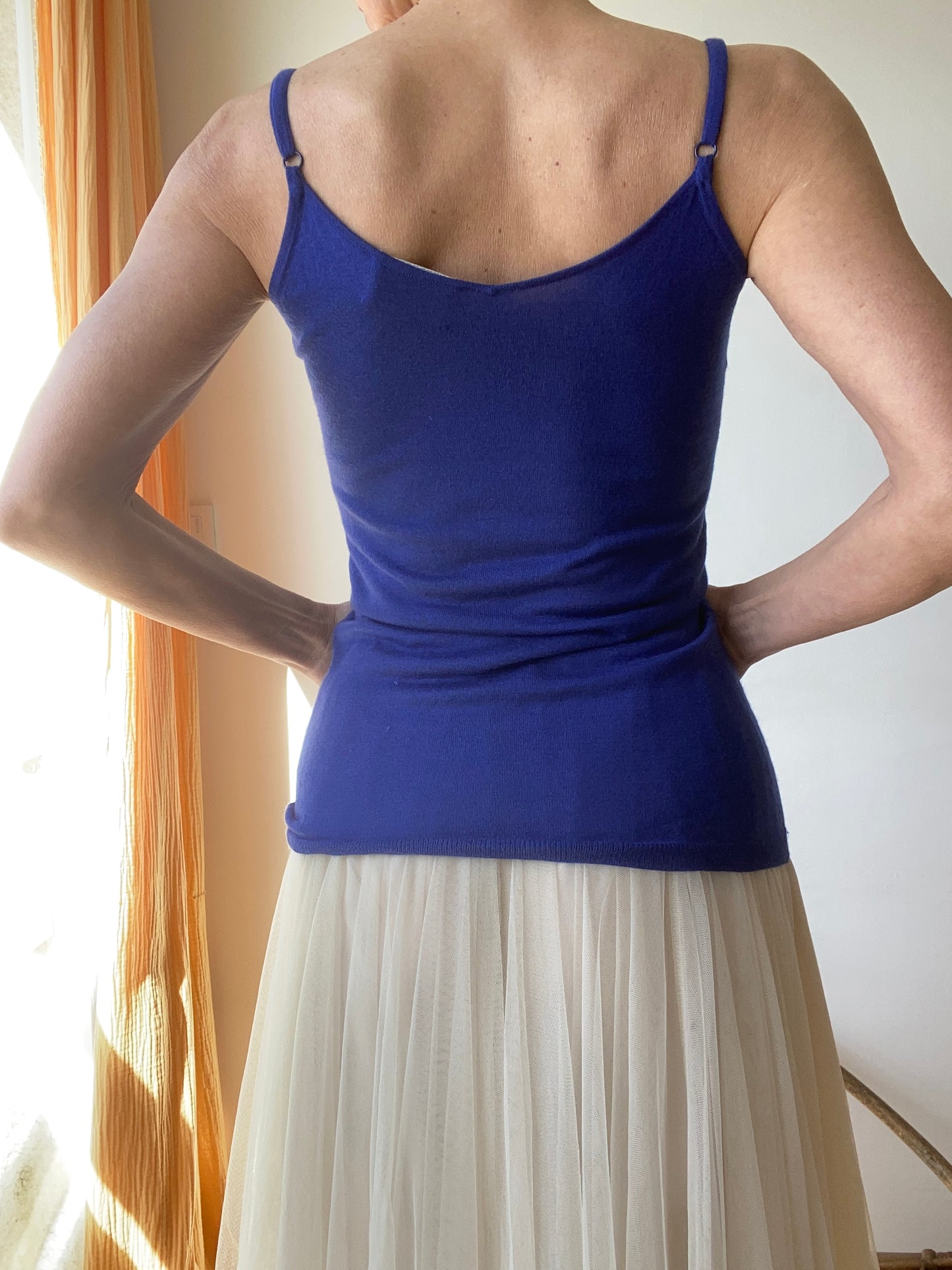 Deep blue Cashmere and Silk Top