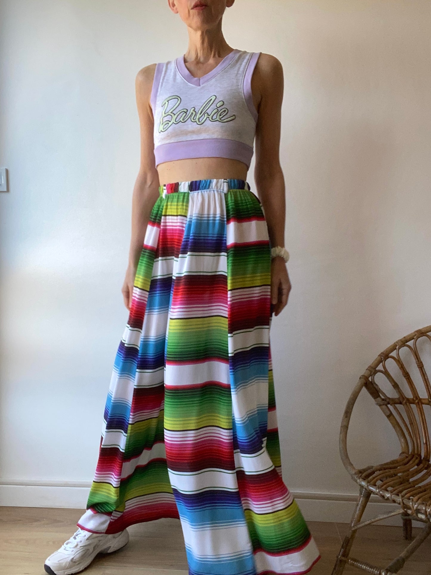 90s Super joyeuse Maxi jupe "Coconut" à rayures