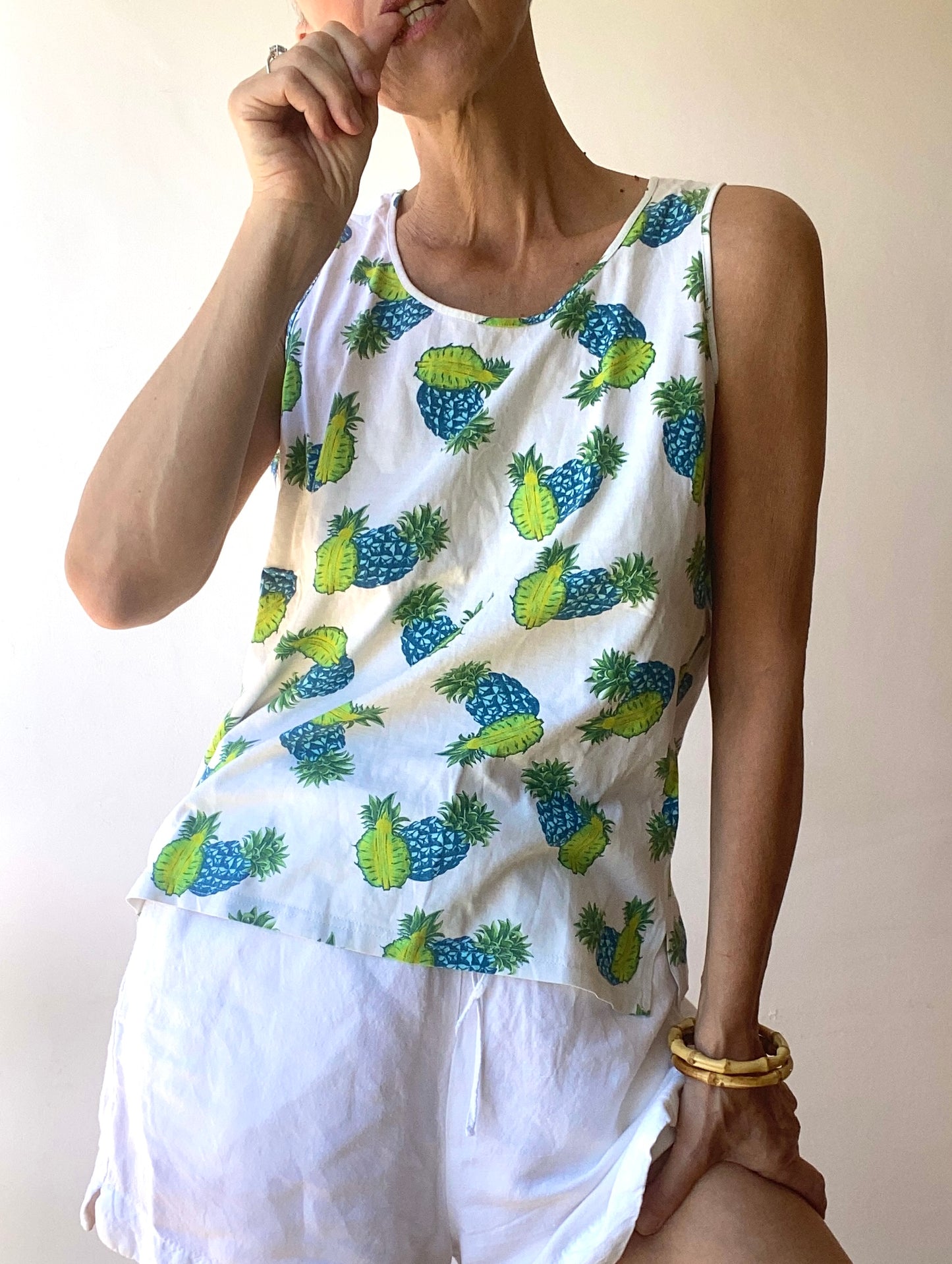 90s pure coton débardeur aux ananas 🍍