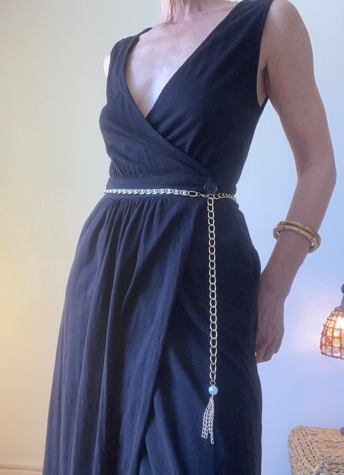 Superbe Ceinture chaîne avec imitation perles