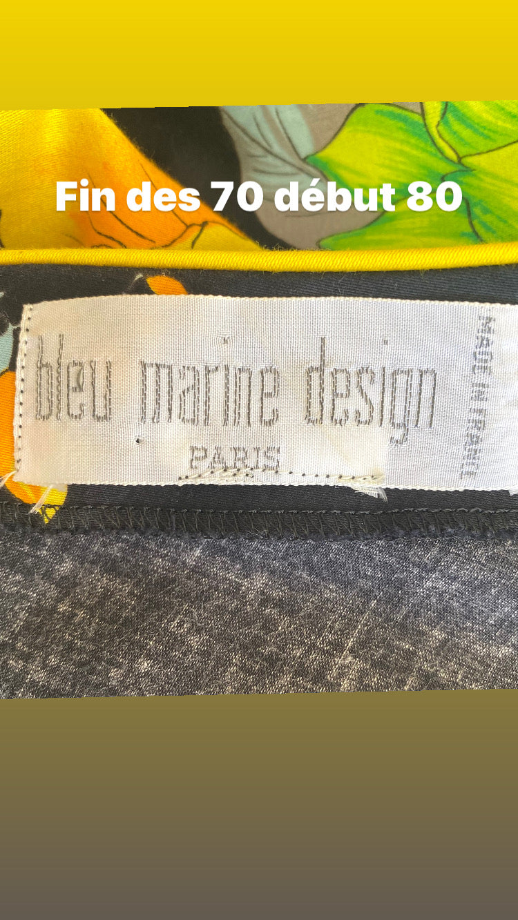 80s Made in France Belle Robe jardin des roses en coton à fleurs géantes Dos ouvert