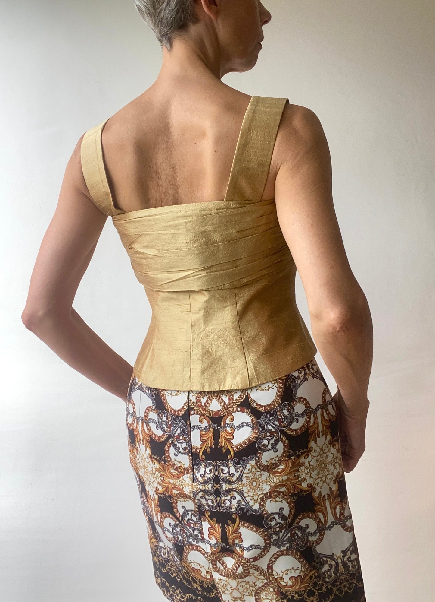 Soie sauvage dorée Top drapé