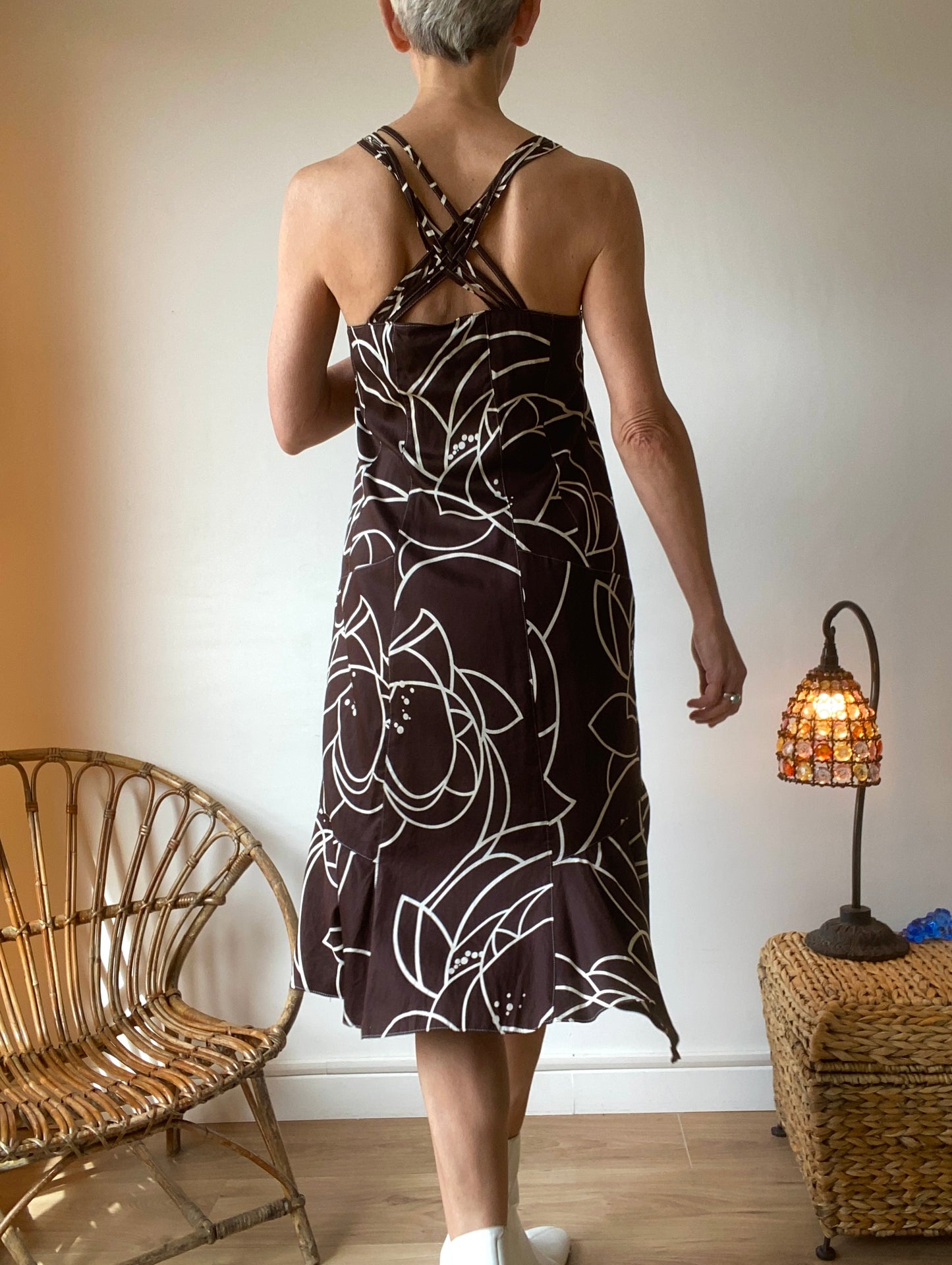 90 élégante robe en coton dos nu made in France