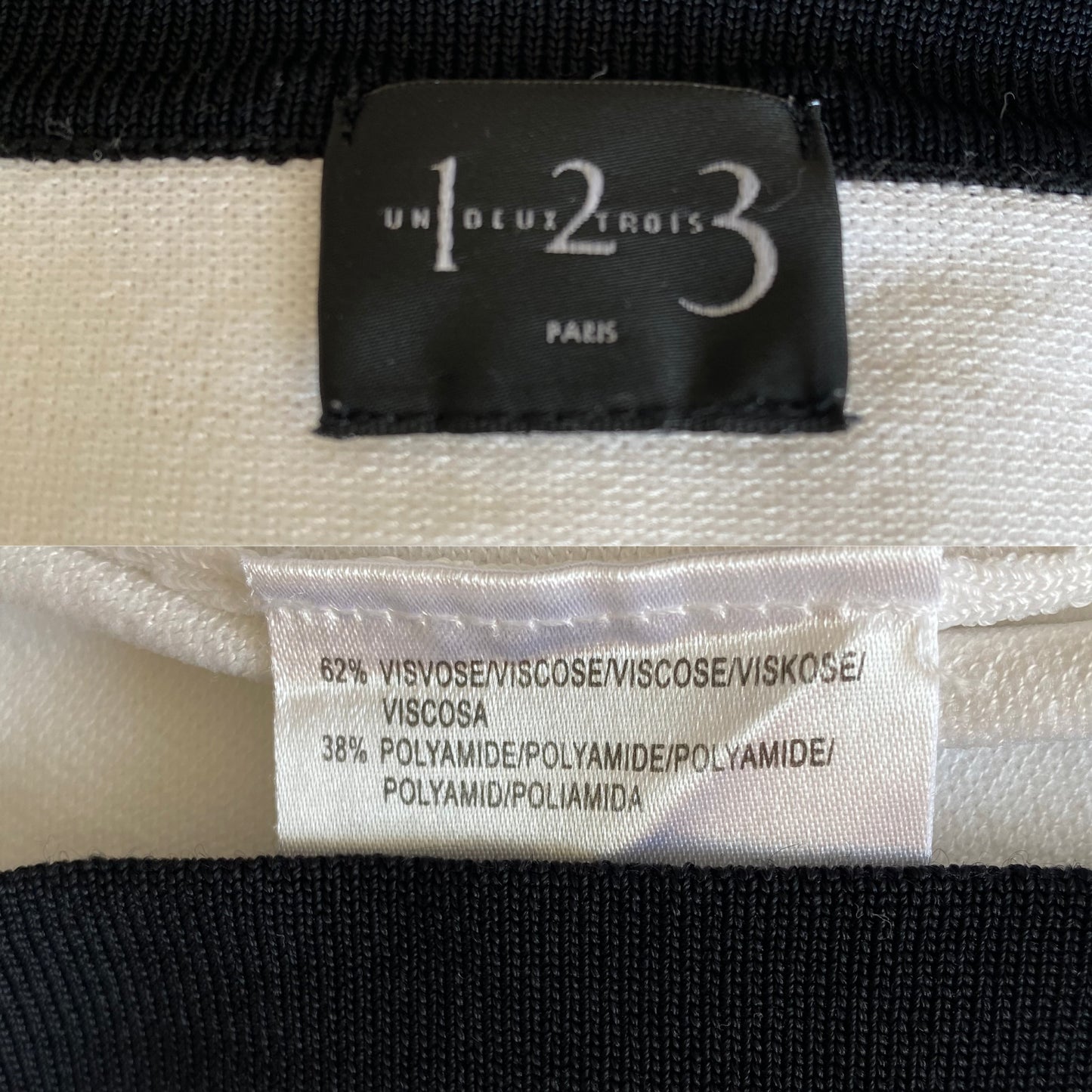 French boutique Beau et chic Top blanc et noir Avec rayures en sequins brodés