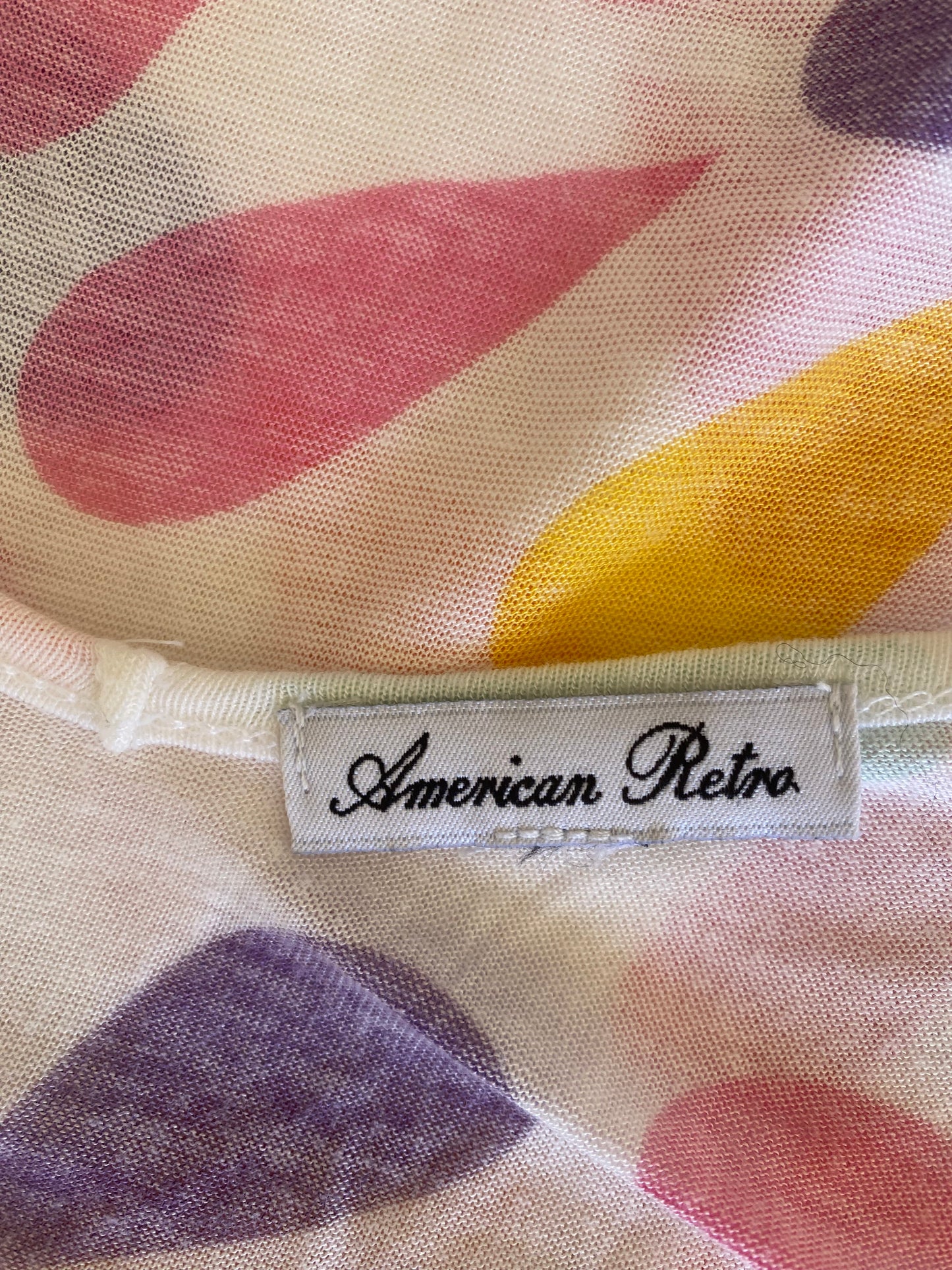 rare! American Retro French brand Top original manches ouvertes