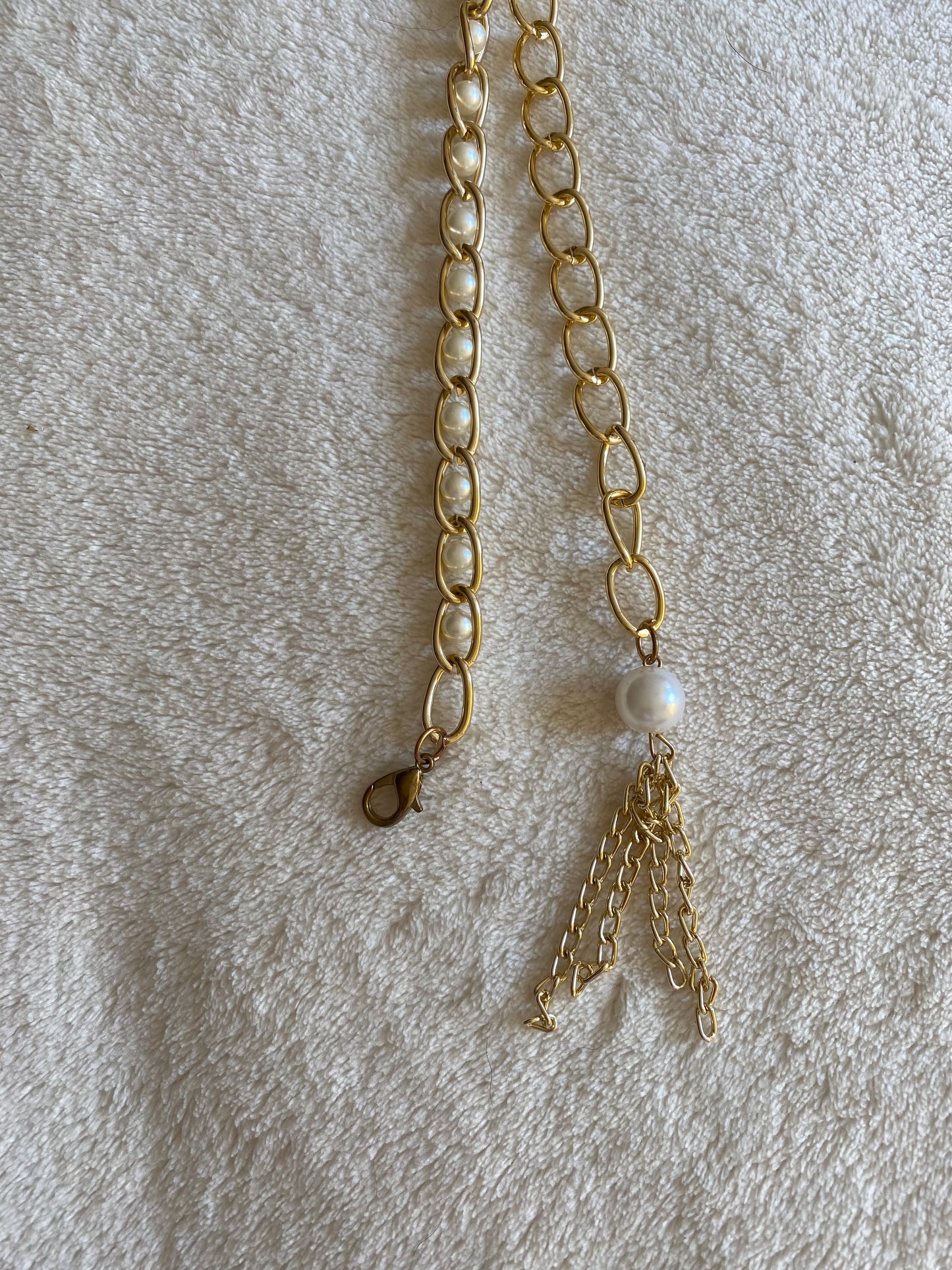 Superbe Ceinture chaîne avec imitation perles