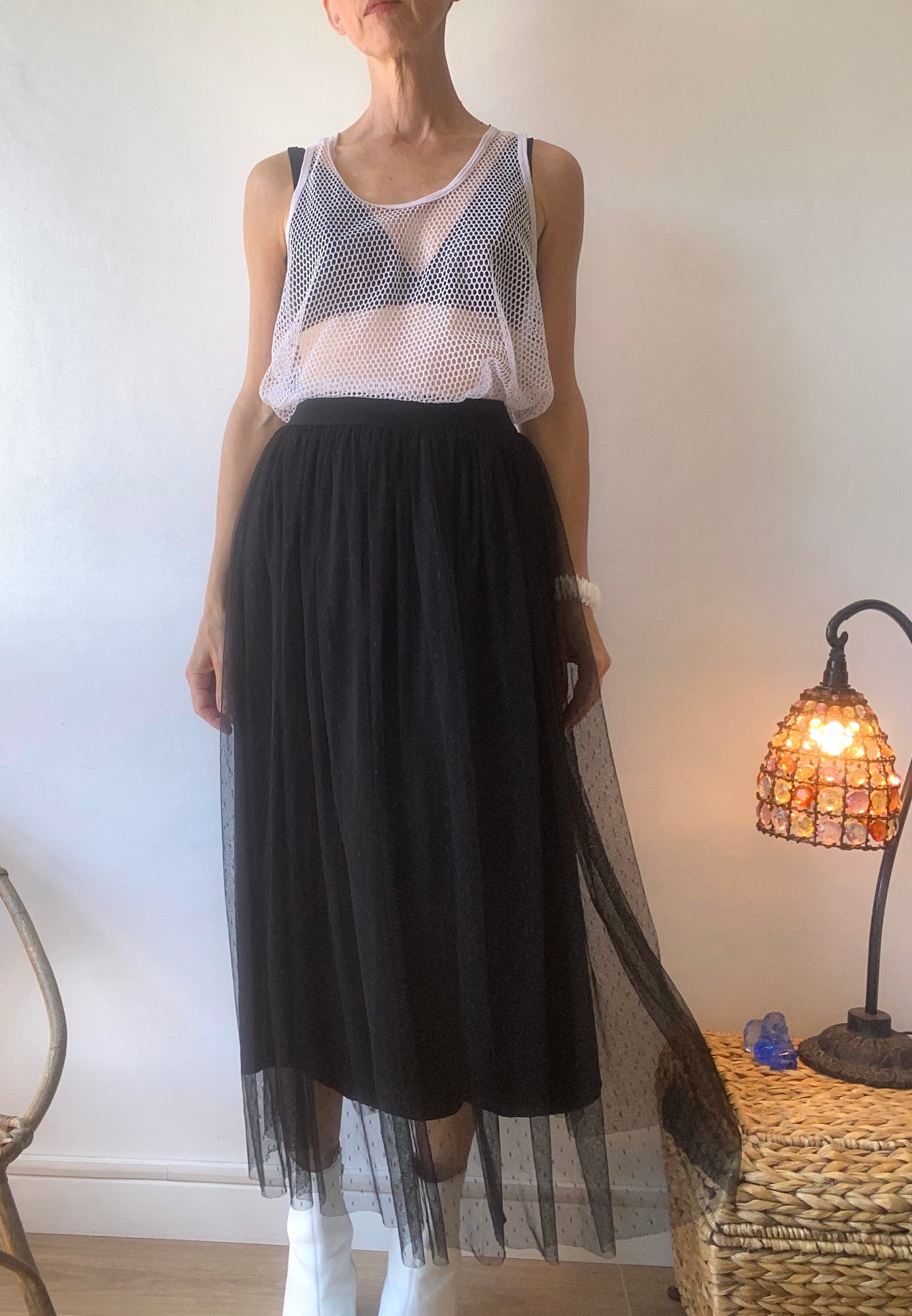Maxi jupe en tulle plumetis