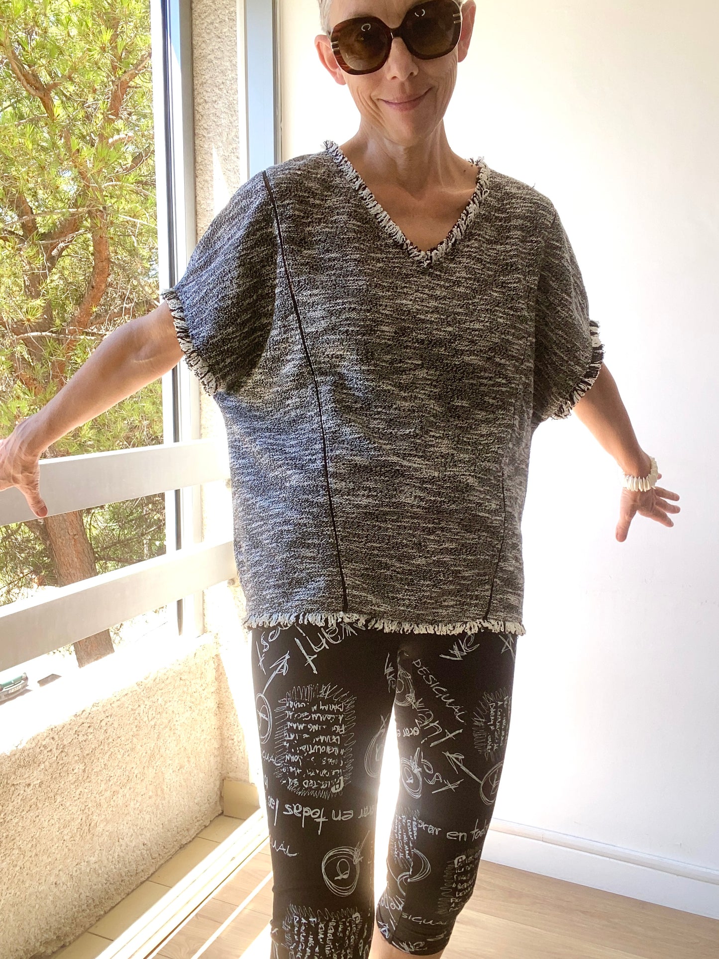 Charming Sweat en maille tissée avec franges