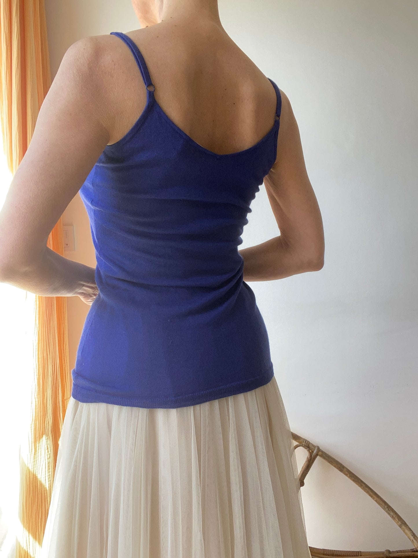 Deep blue Cashmere and Silk Top