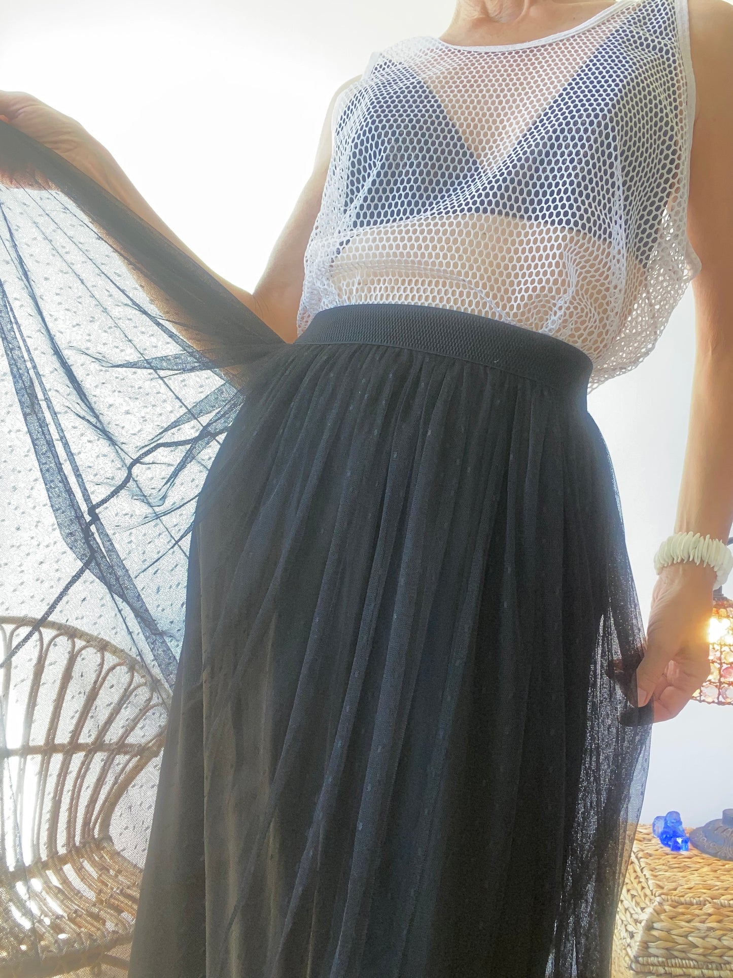 Maxi jupe en tulle plumetis