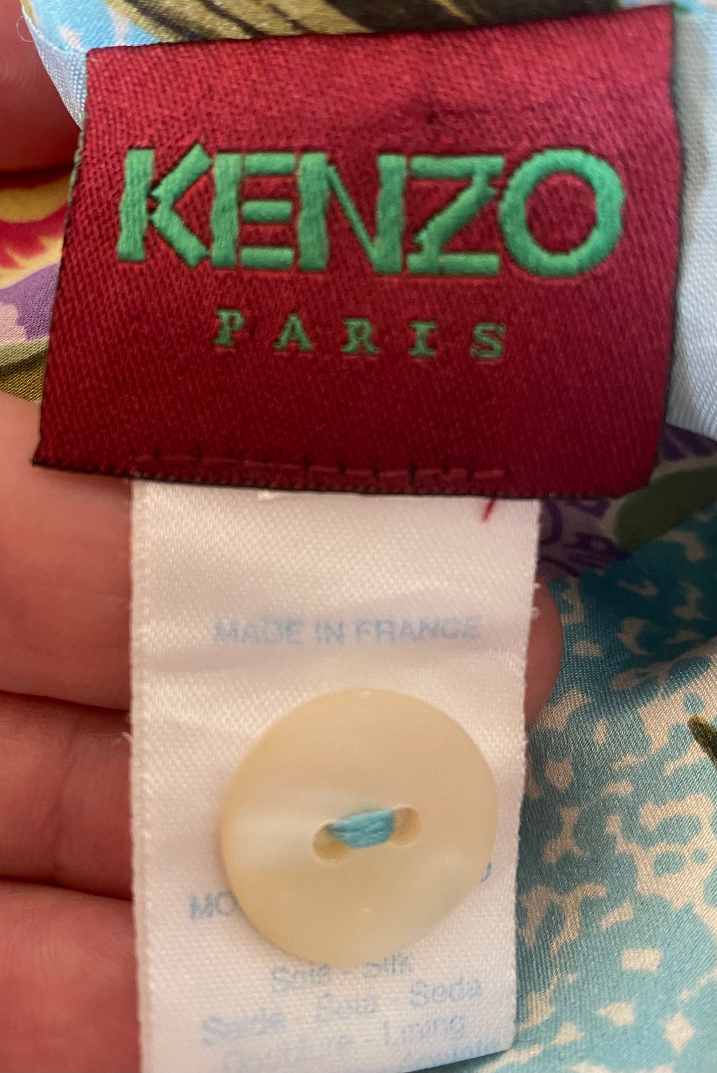 90s Kenzo magnifique, jupe tropicale en satin de soie Made in France