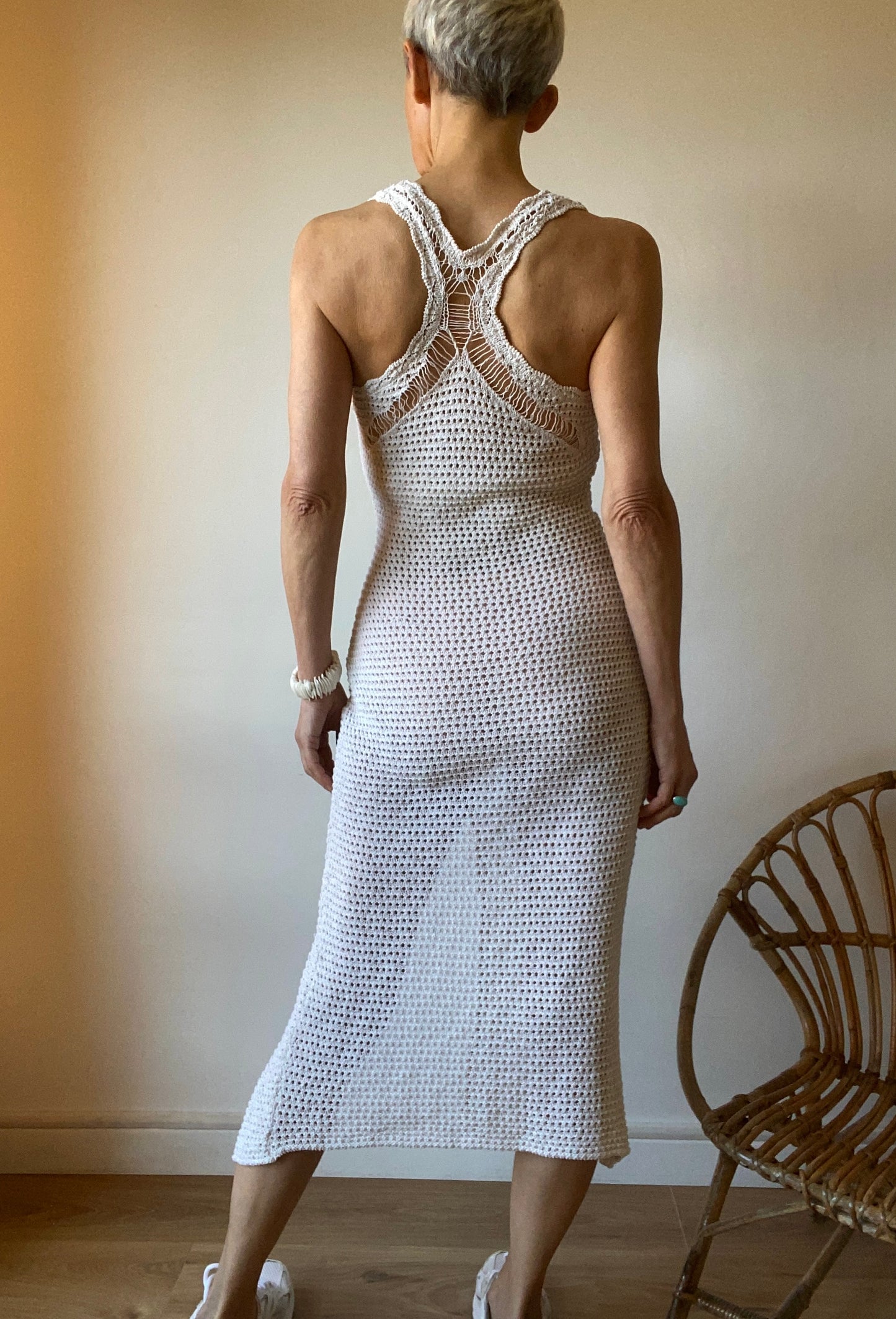 90s stunning Robe en maille Dos nu faite main