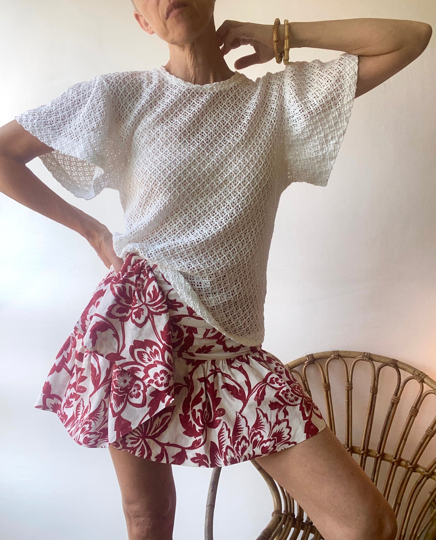 ravissant top blanc en maille crochet