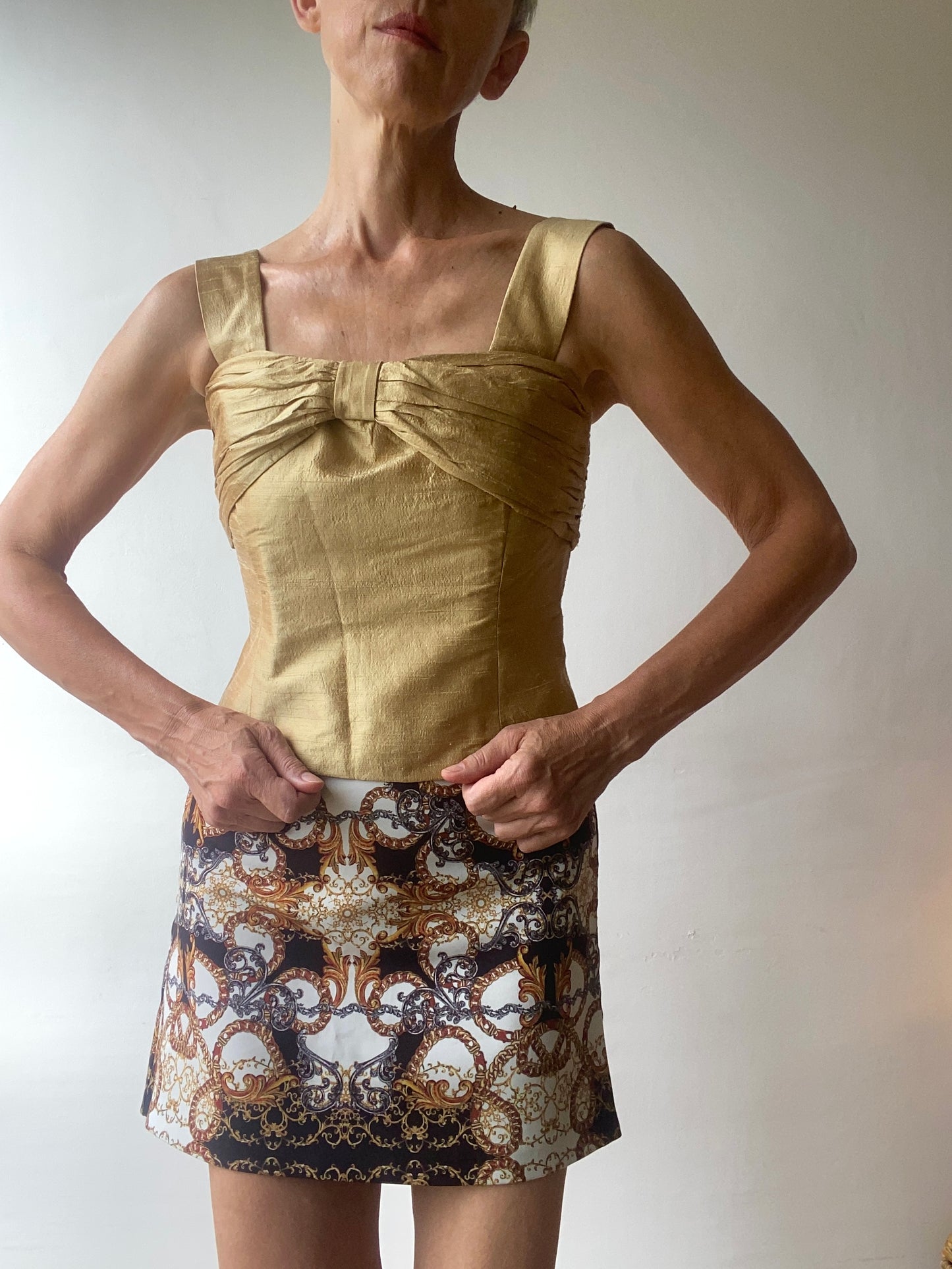 Soie sauvage dorée Top drapé