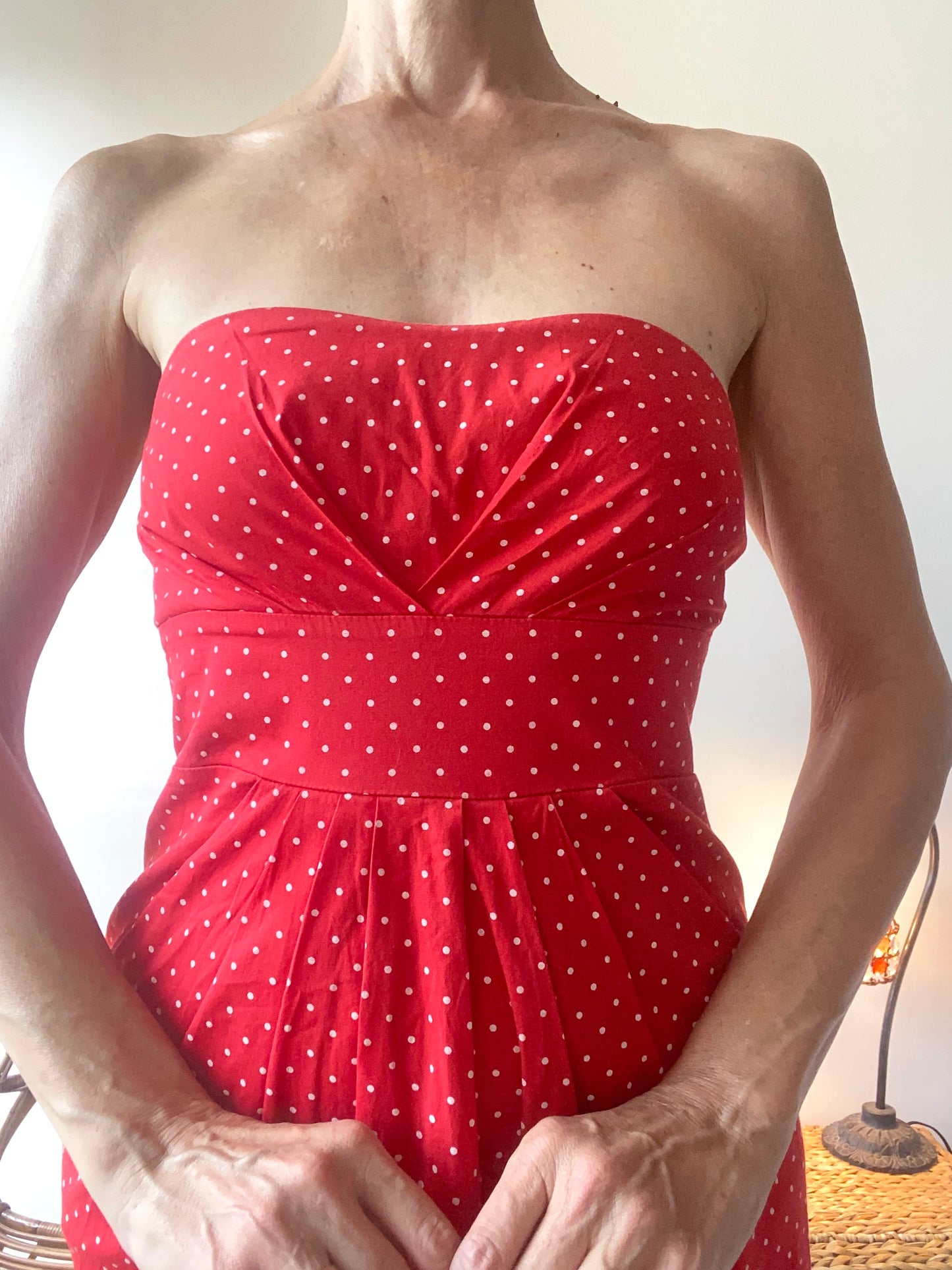 90s made in France Charming Mini robe bustier à pois
