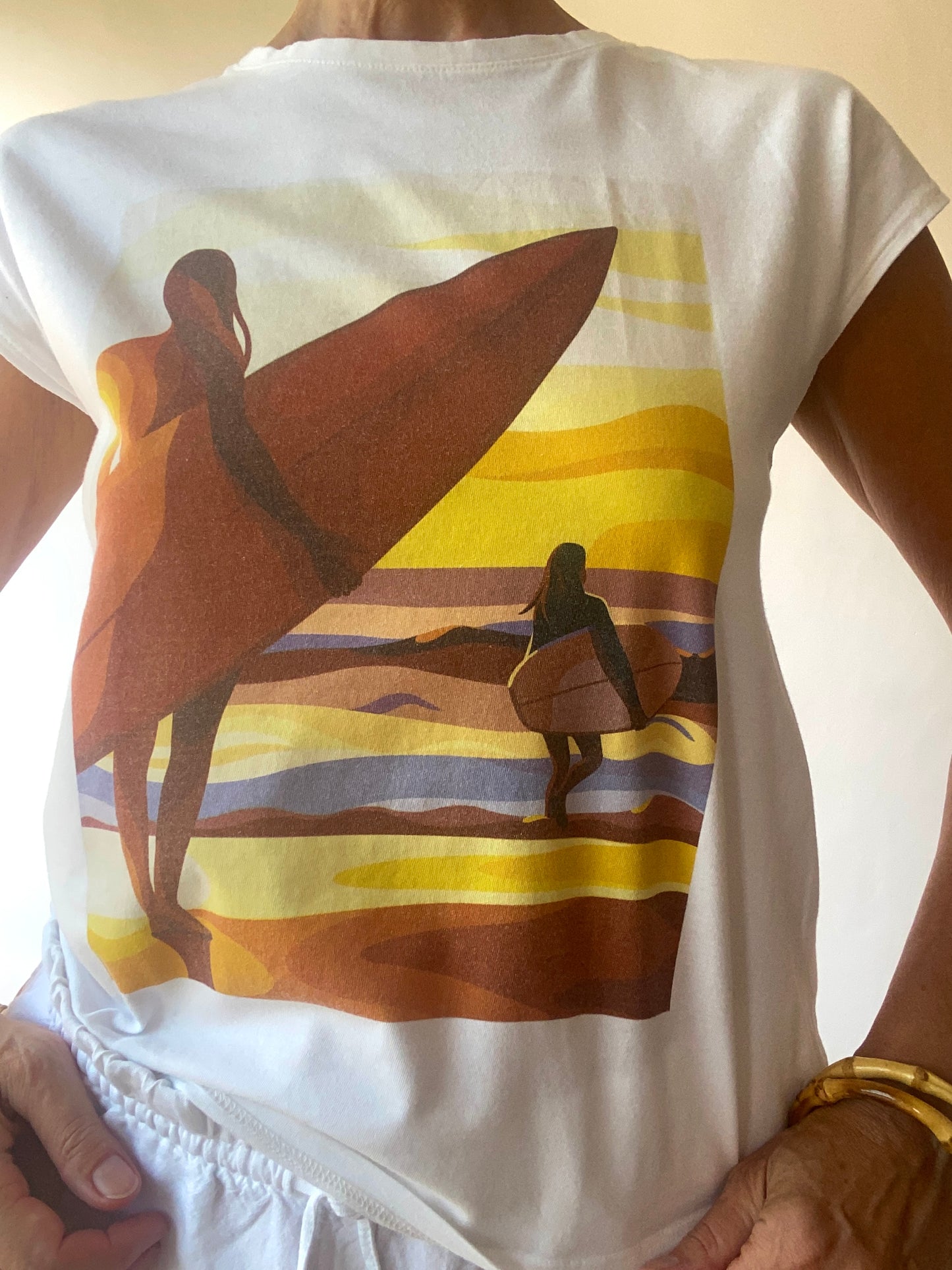 Beach Top en coton imprimé plage et surf