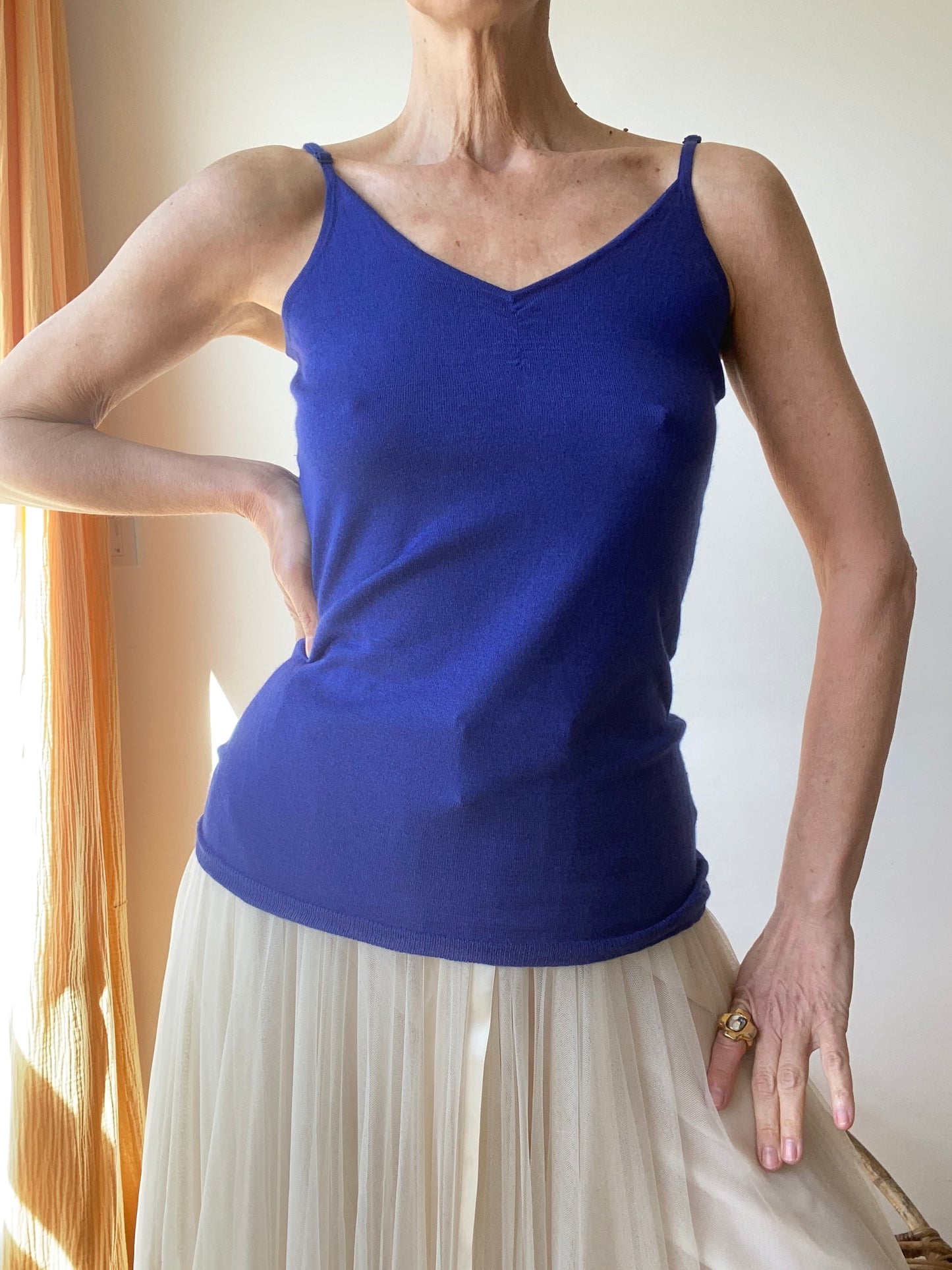 Deep blue Cashmere and Silk Top