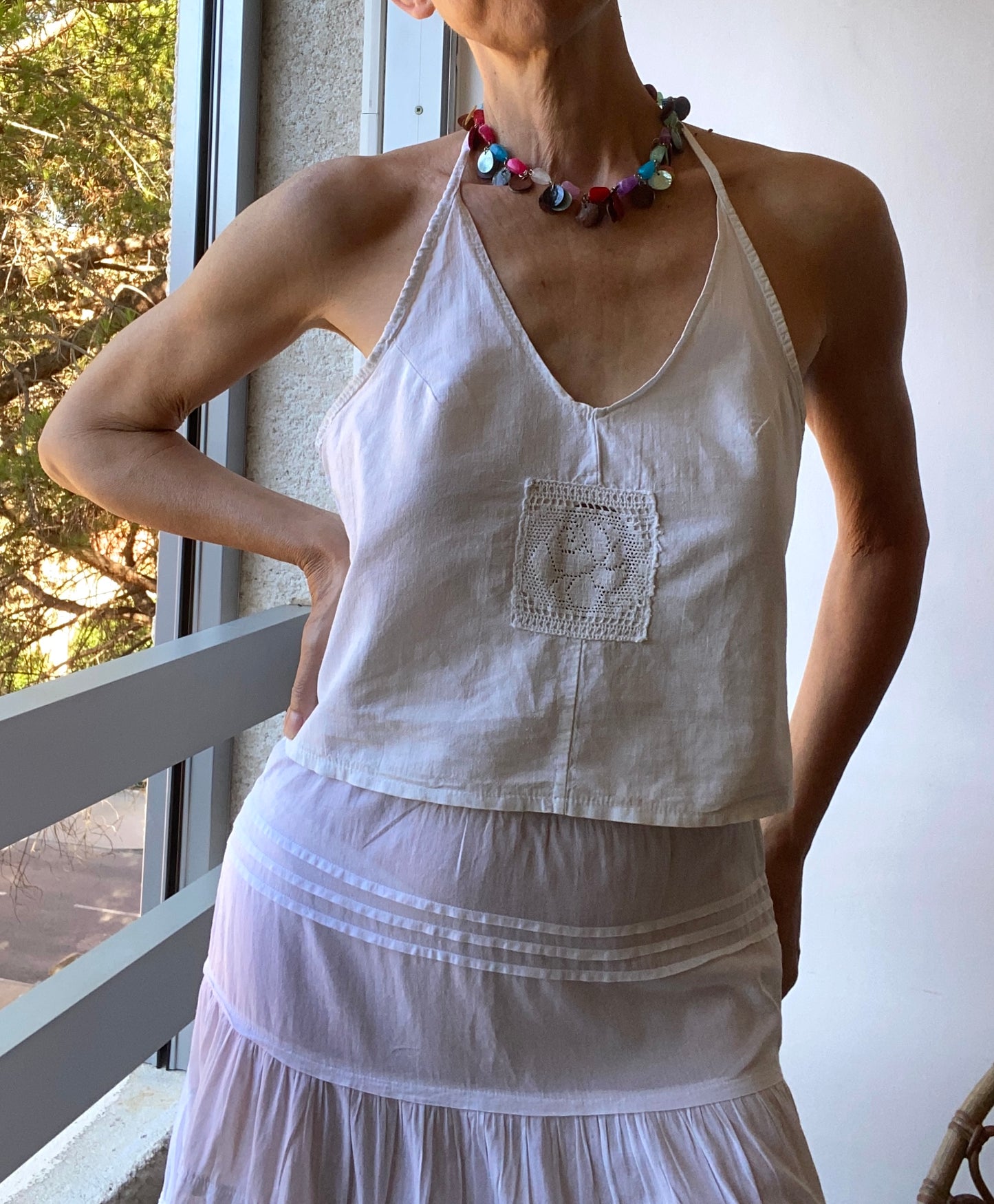 top dos nu en coton et lin