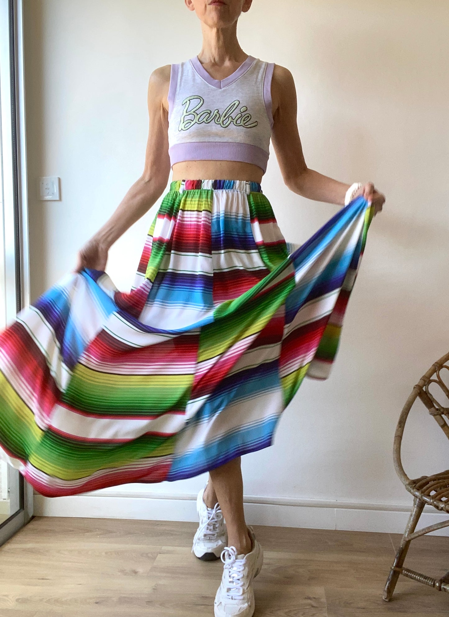 90s Super joyeuse Maxi jupe "Coconut" à rayures