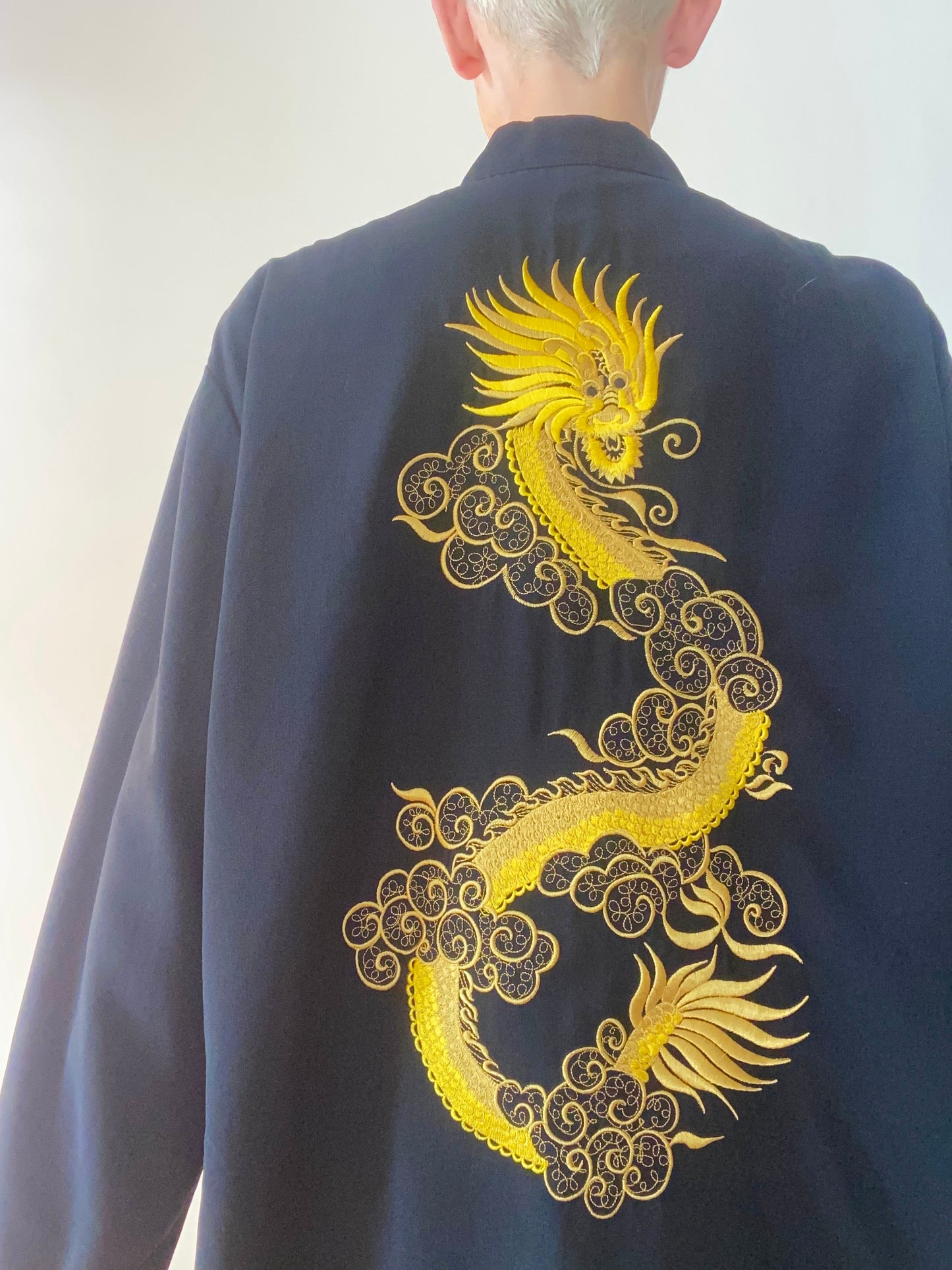 90s Pure soie Or et Dragon / 90s Pure silk Golden Dragon Jacket