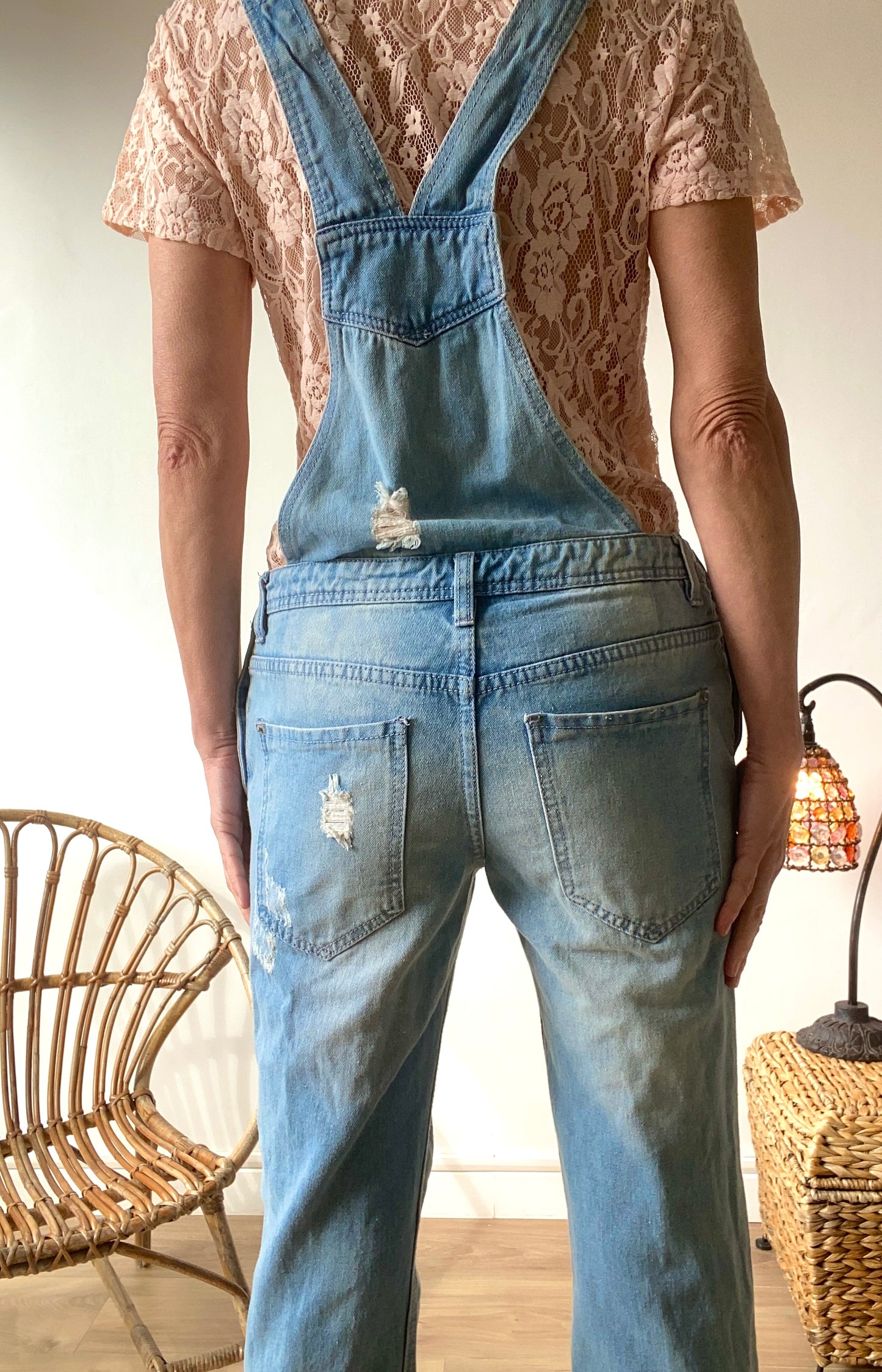 90s Lovely Denim Jumsuit Overalls destroyed