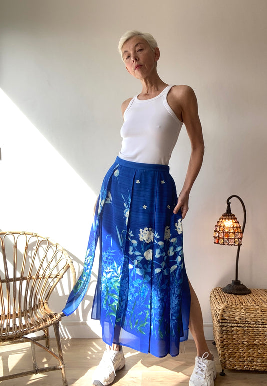 90s Blue dreaming Garden Skirt by French brand since 1889 Weill /M/