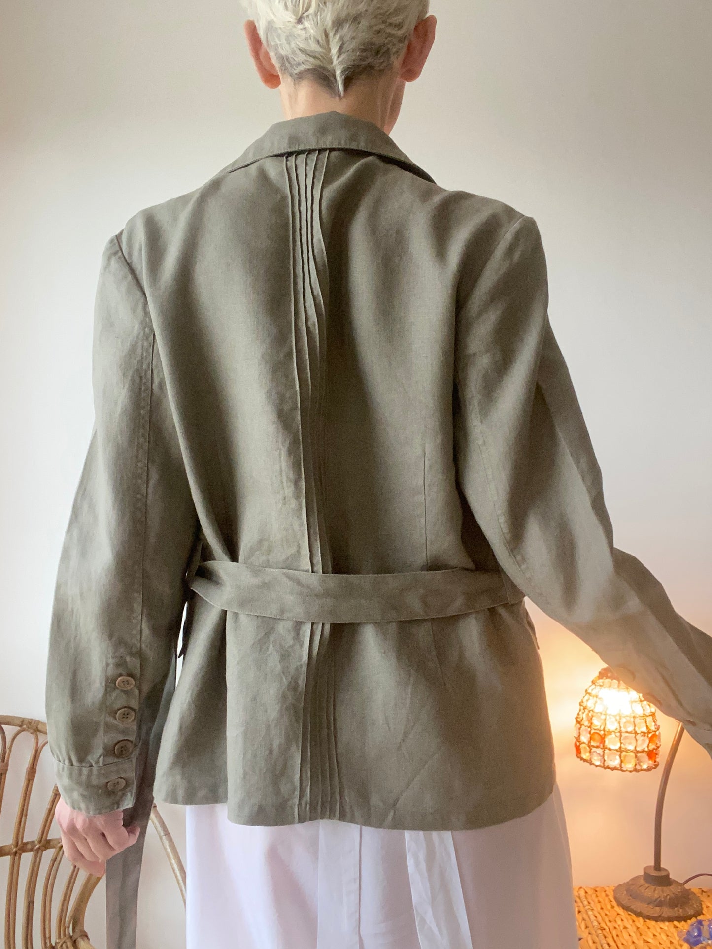 90s Khaki chic Linen Safari Jacket