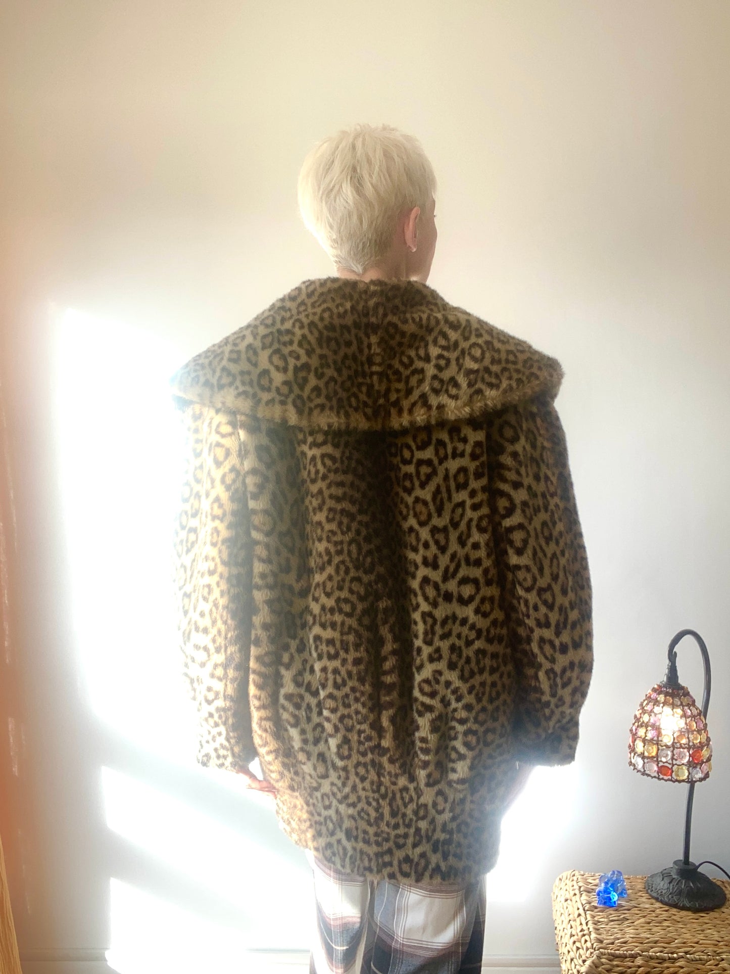 90s Léopard Faux fur Coat Made in France