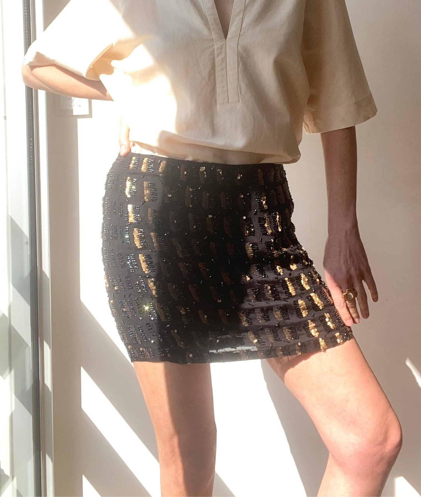 90s "Antik Batik" magical Sequins embroidered Mini Skirt