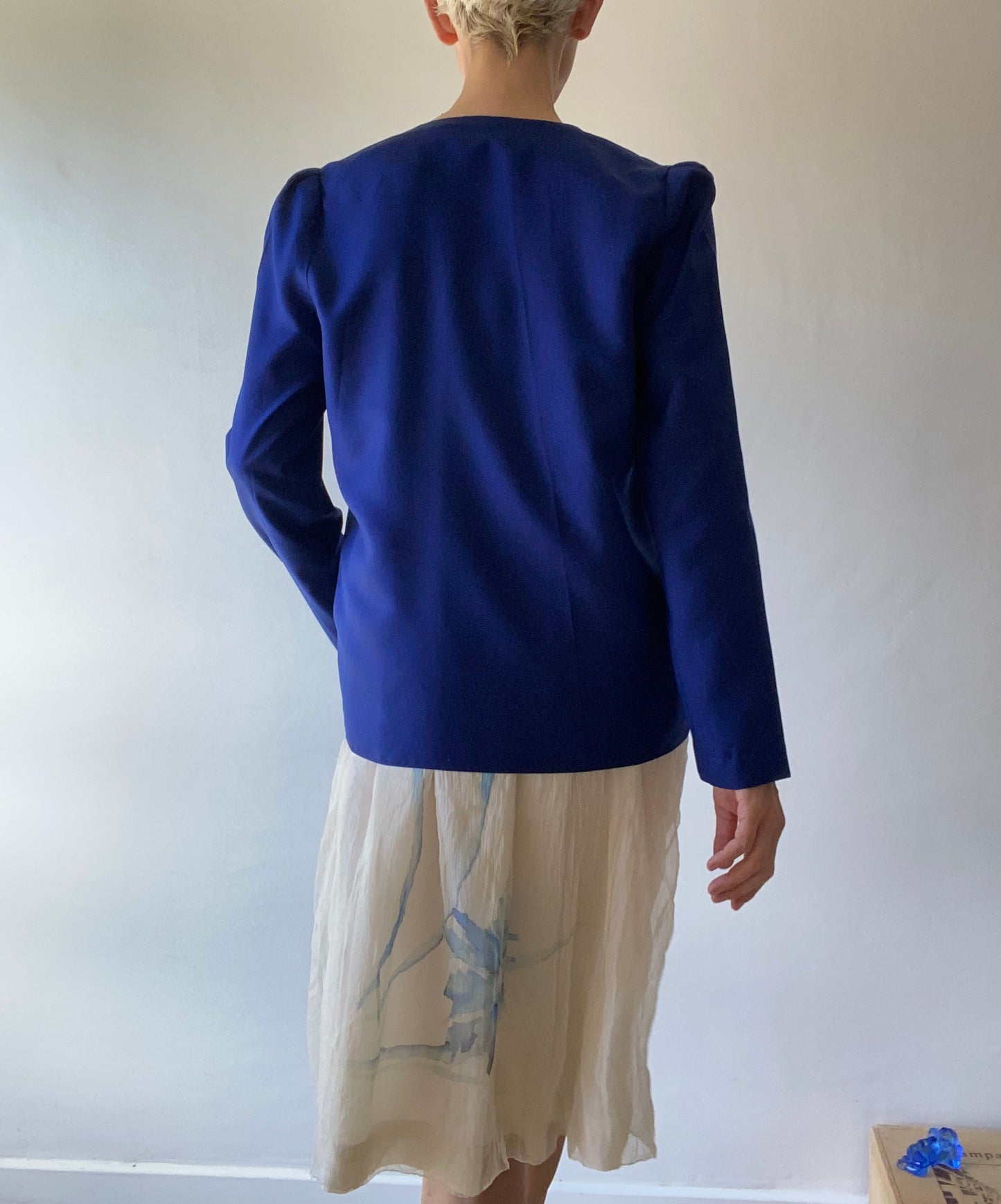 90s Pure silk Indigo blue Made in France