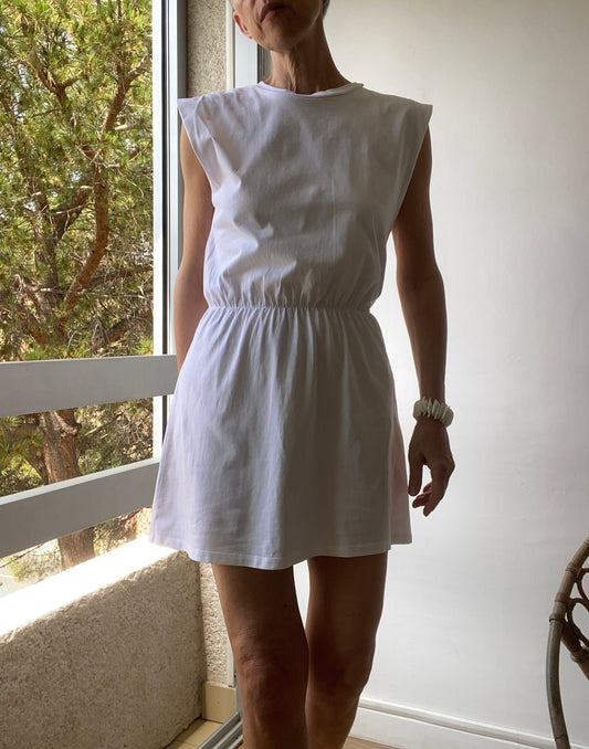 Adorable Robe mini blanche en coton blanc