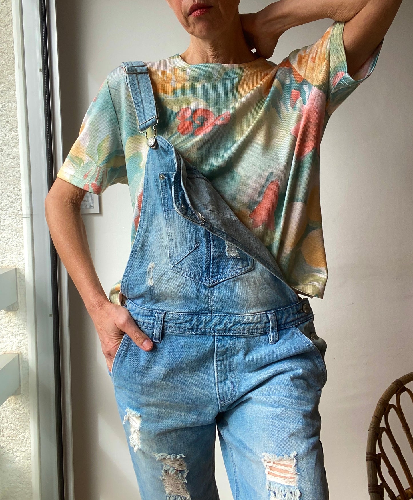 80s-90s Aquarelle Garden Knit Silky Top