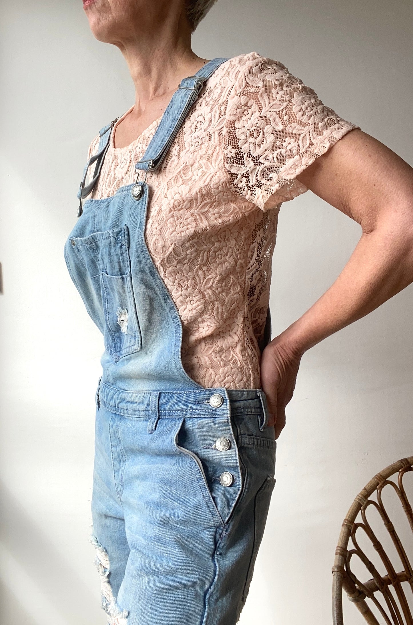 90s Lovely Denim Jumsuit Overalls destroyed