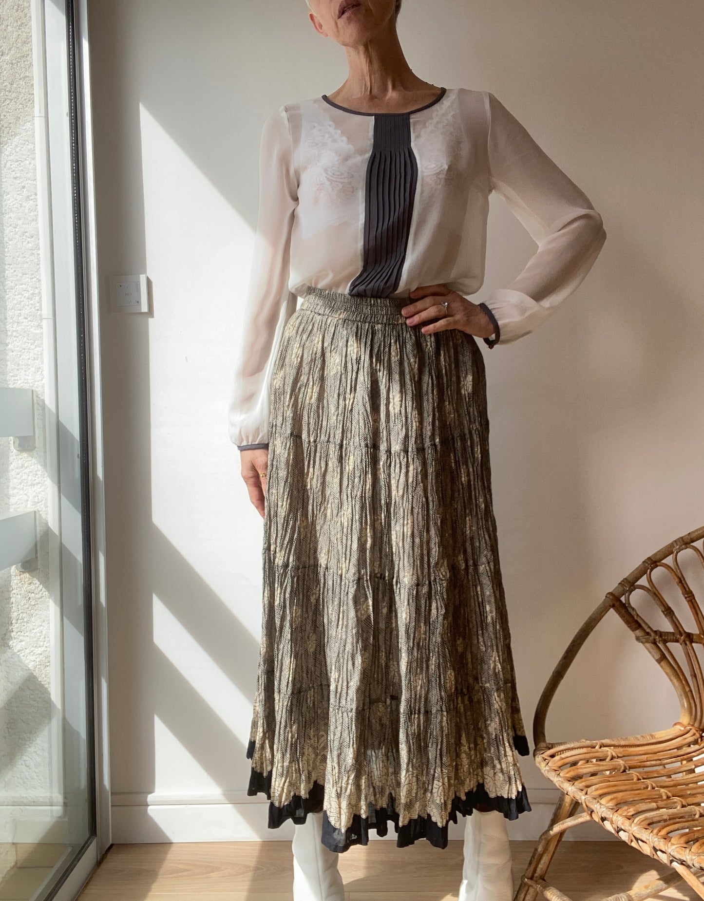 90s Nice Boho cotton maxi Skirt