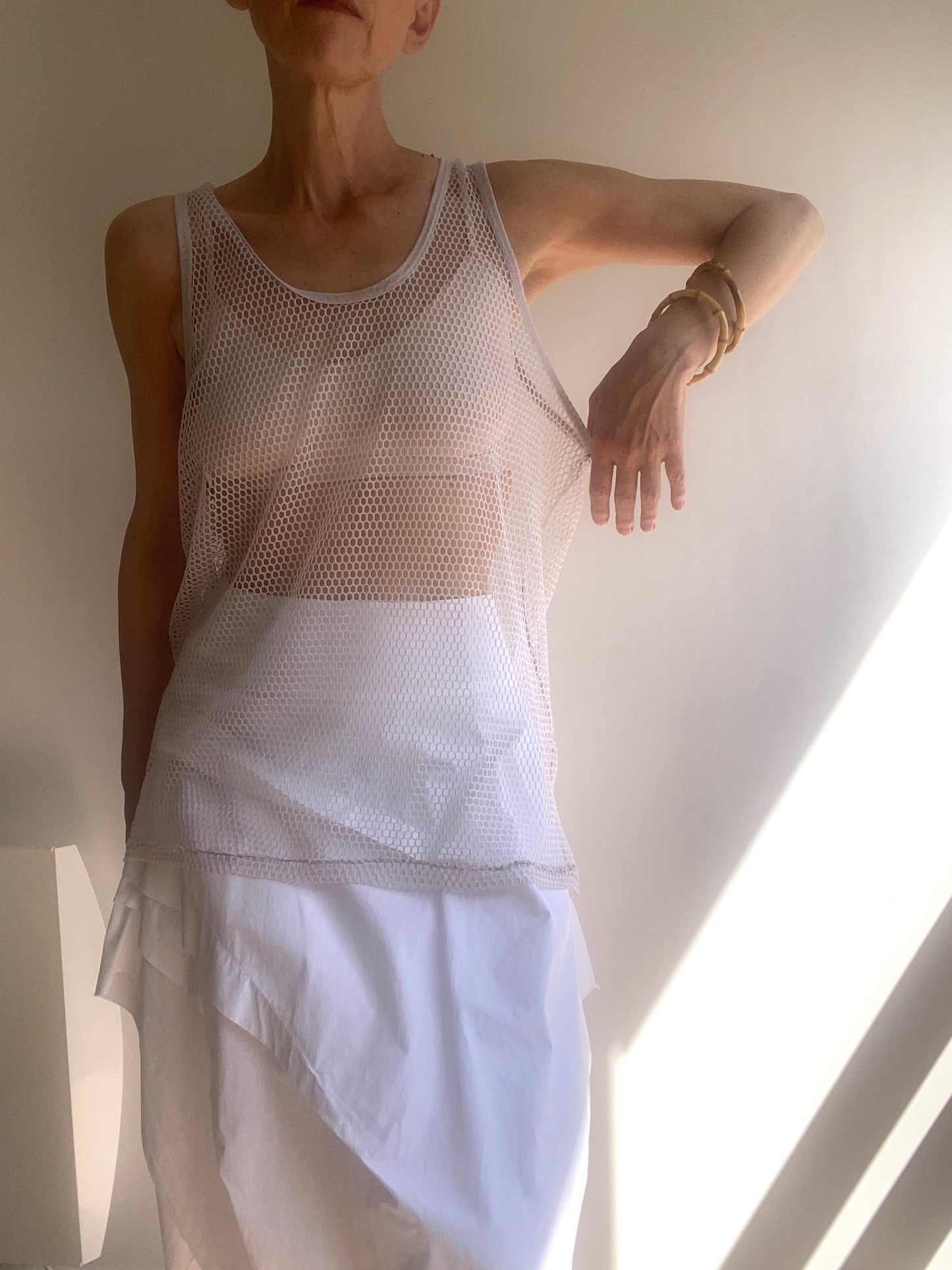 Superbe filet de pêche Top débardeur en coton transparent maille unisexe