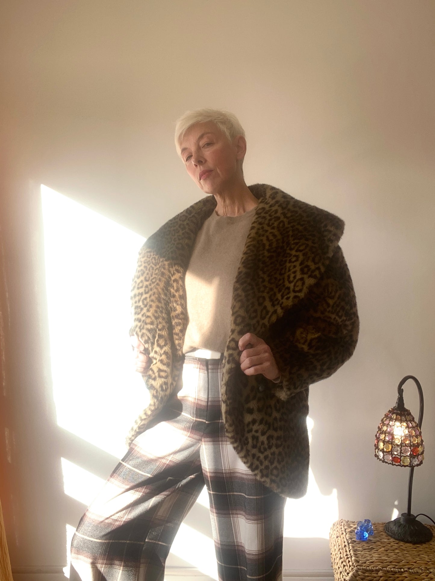 90s Léopard Faux fur Coat Made in France