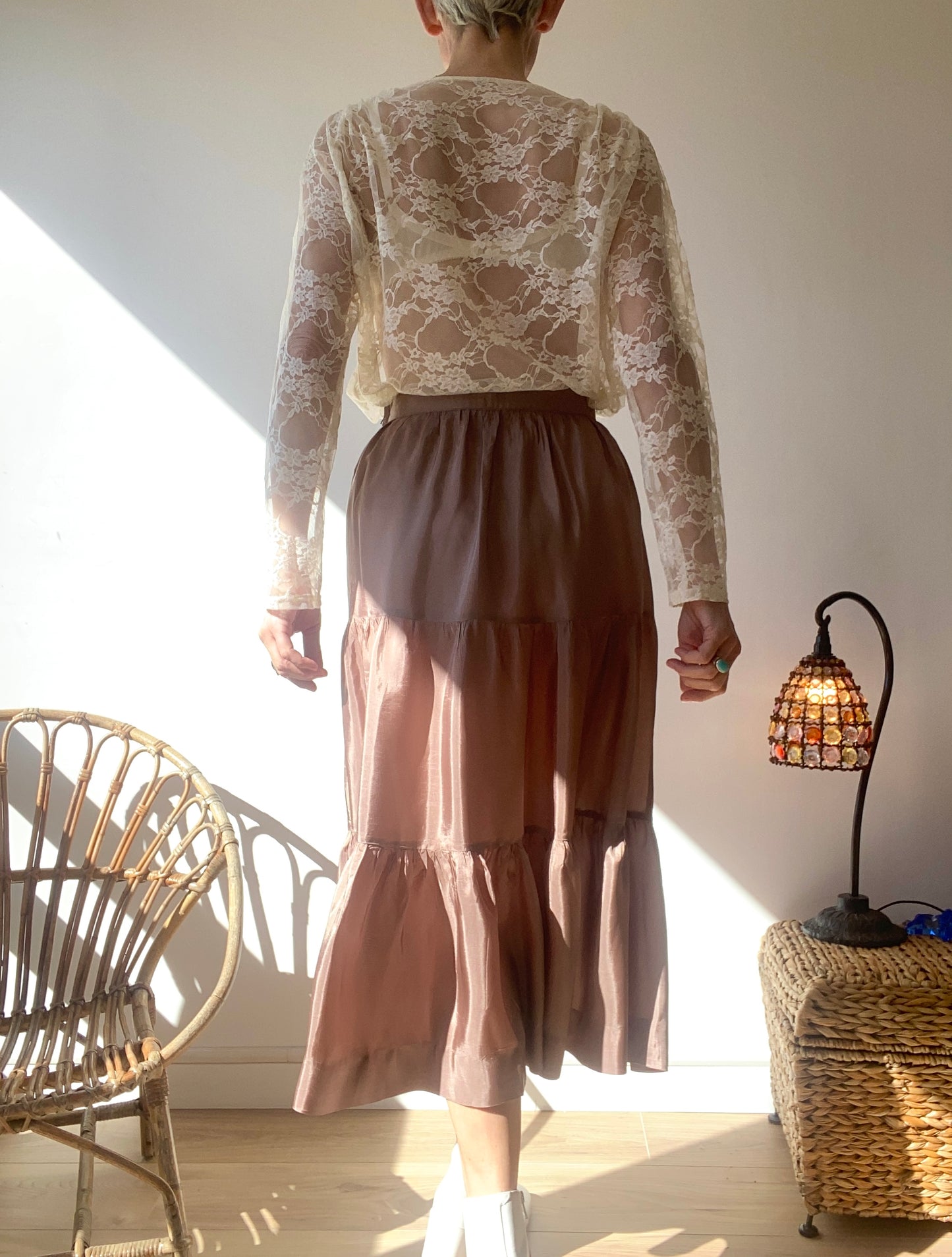 90s Hand Made Silk Boho Skirt