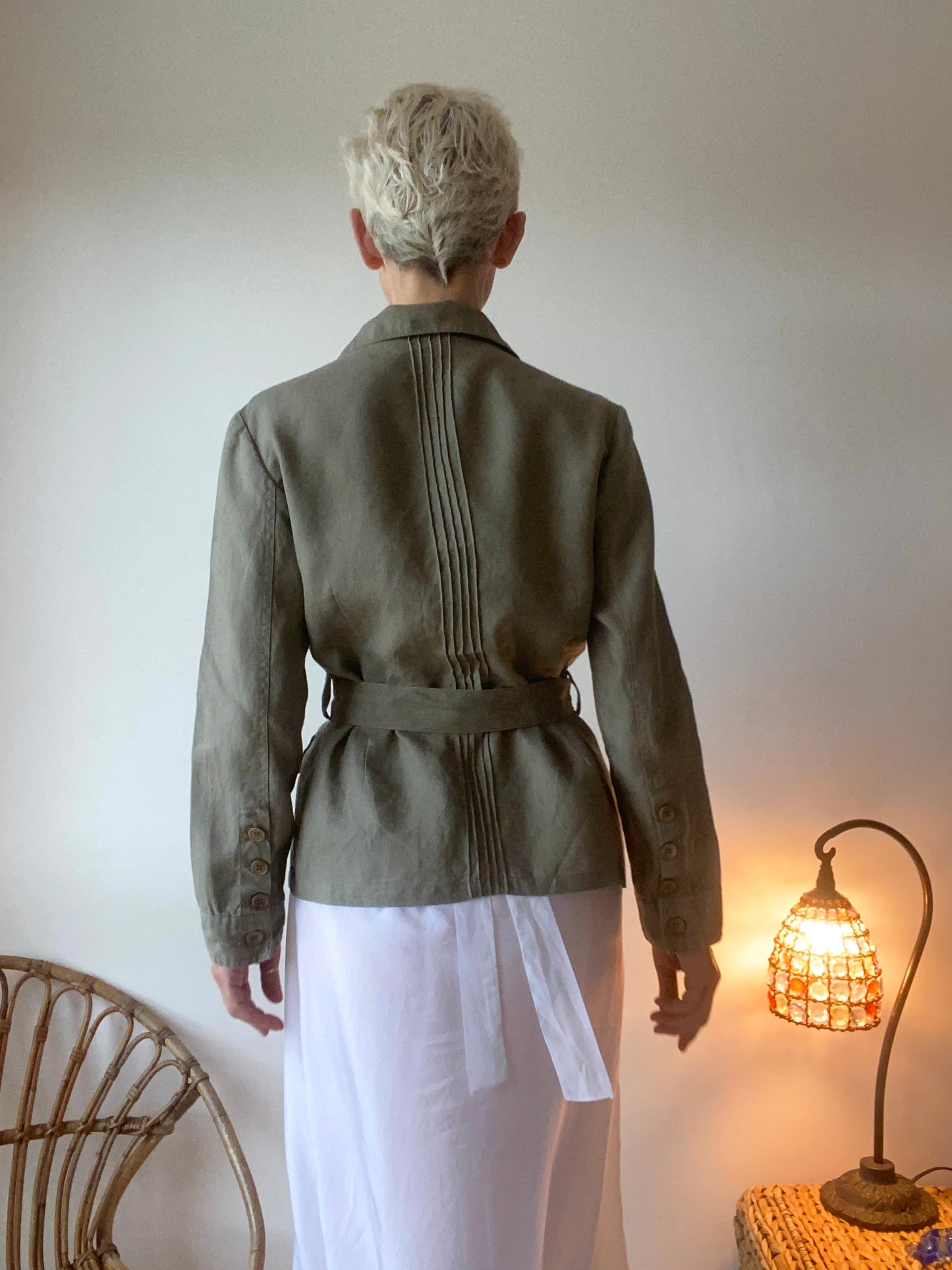 90s Khaki chic Linen Safari Jacket