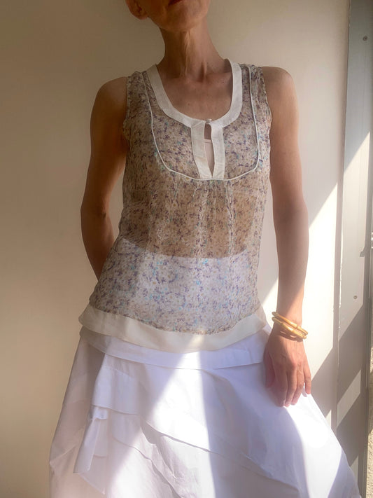 Soie mousseline Délicat top floral liberty