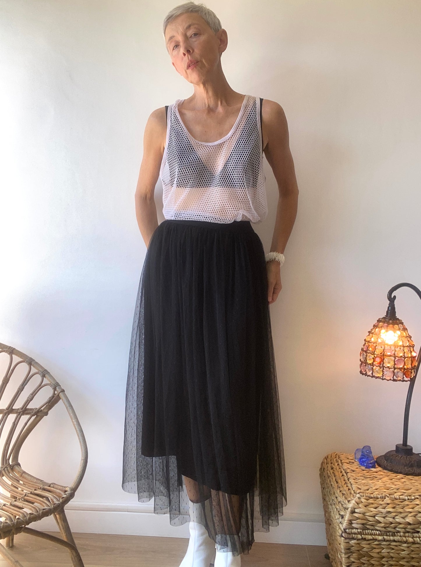 Maxi jupe en tulle plumetis